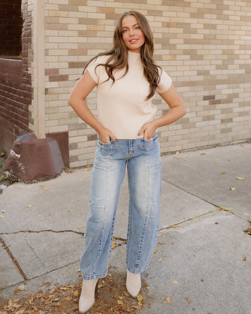 Ayla Short Sleeve Sweater - Oatmeal