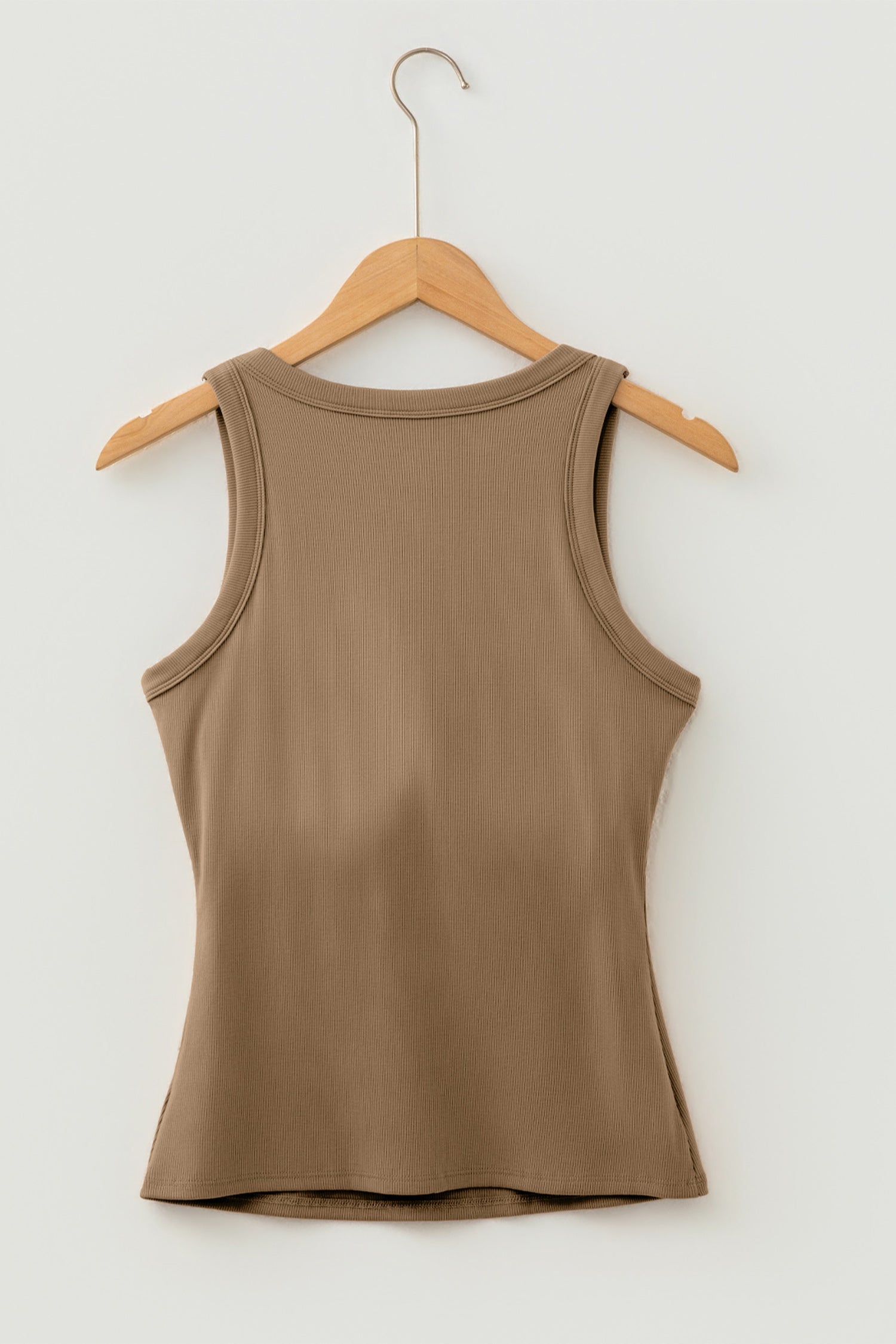 Solid Ribbed Knit Padded Tank Top