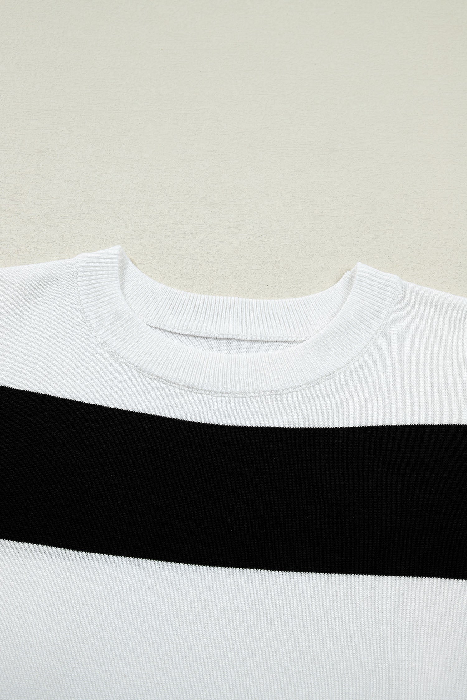 Stripe Colorblock Knitted Short Sleeve T-Shirt