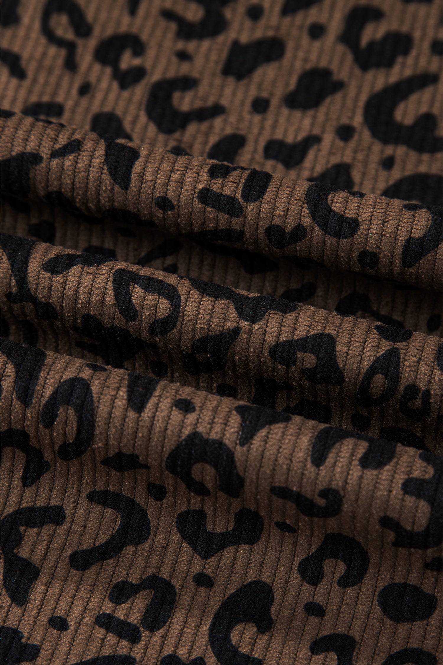 Leopard Elastic High Waist Loose Corduroy Pants