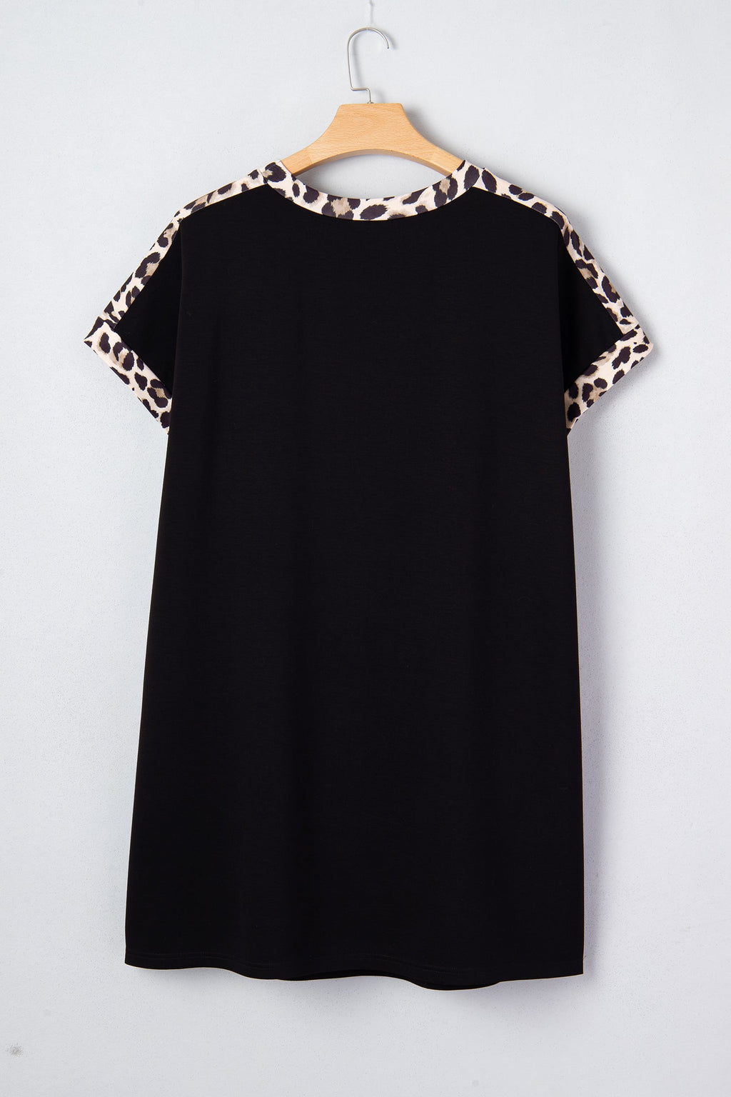 Plus Size Leopard Patchwork Shift T-Shirt Dress