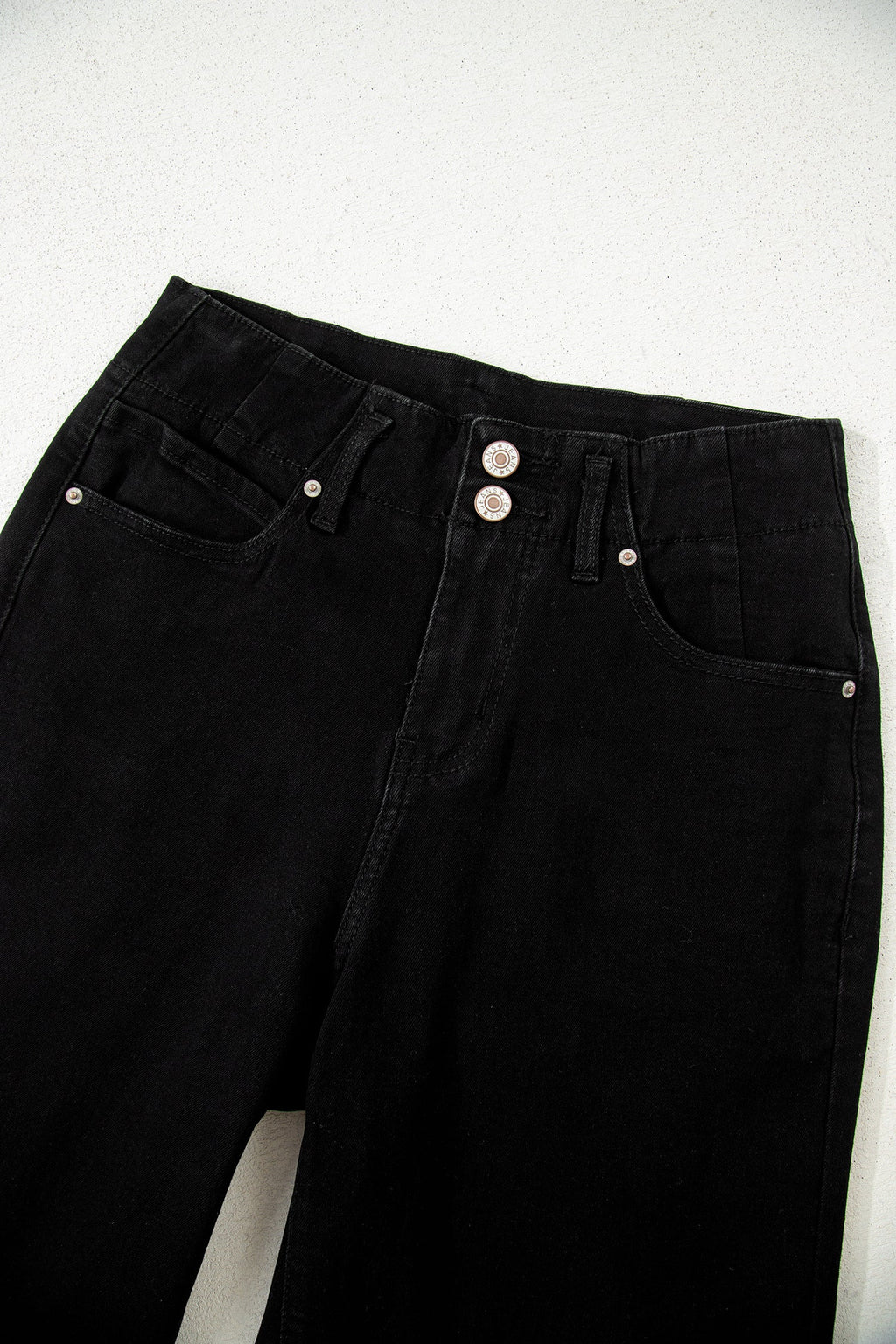 Denim 2-Button High Waist Wide Leg Jeans