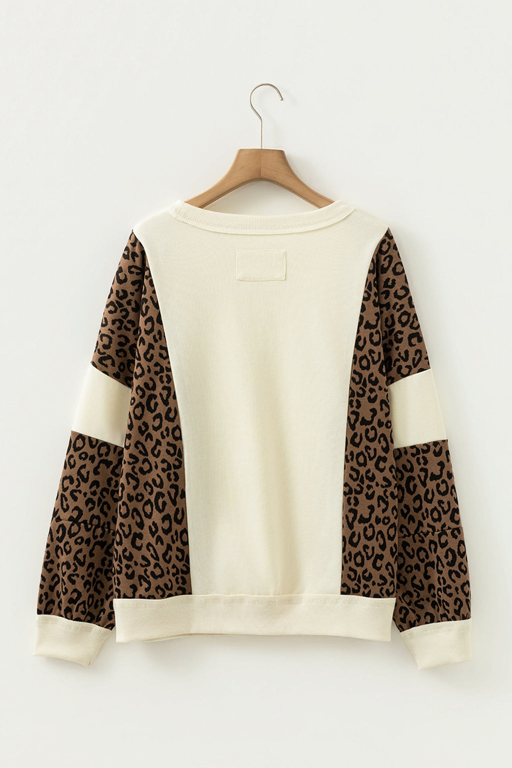 Leopard Patchwork Raw Seam Colorblock Top