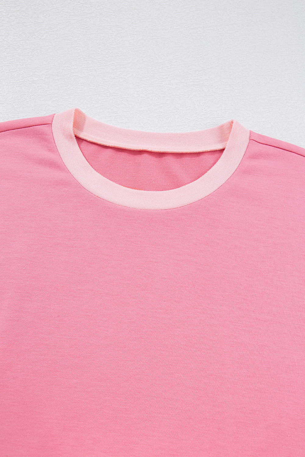 Colorblock 3/4 Sleeve Raw Seam High-Low Top