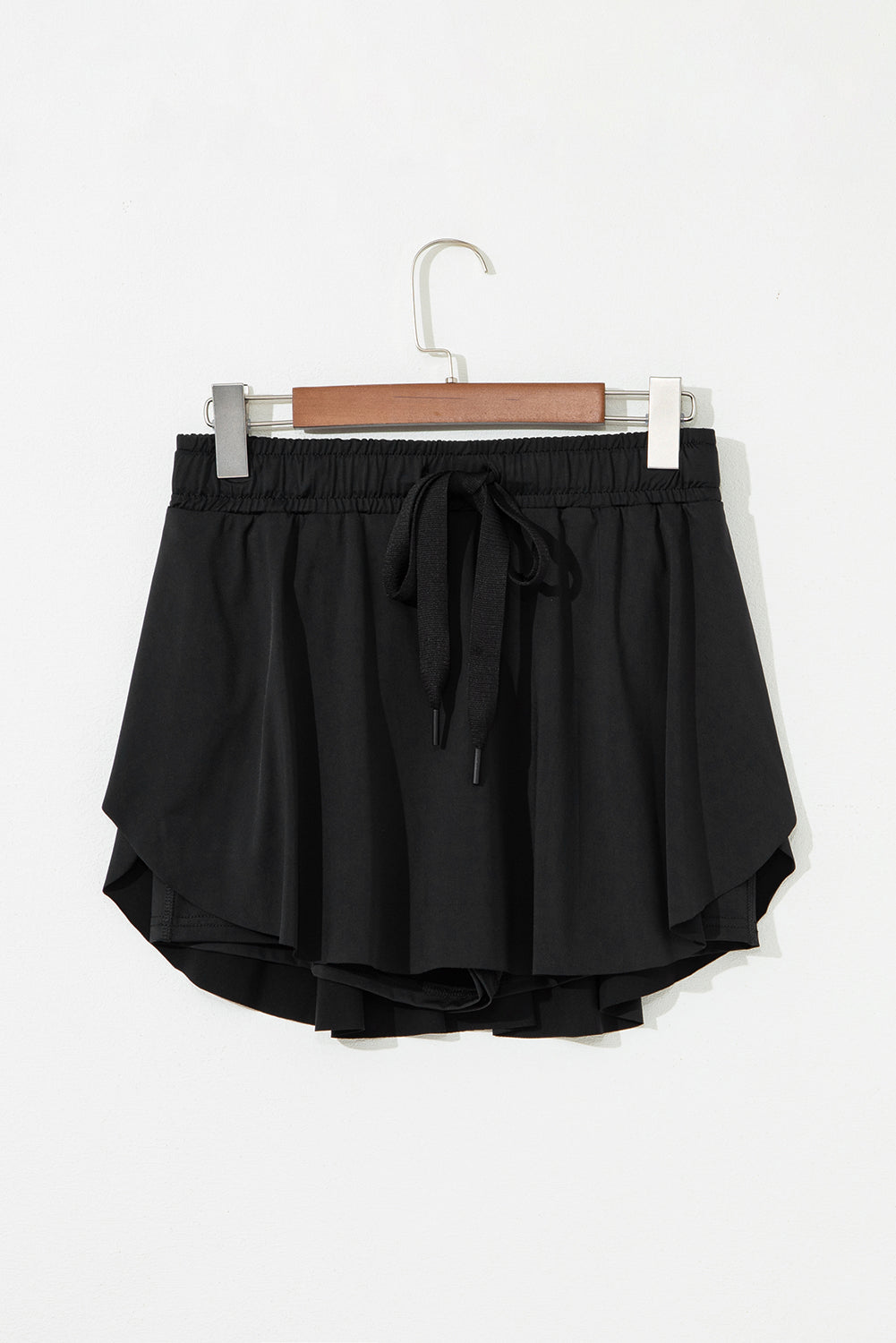 Plus Size Solid Drawstring Waist Lined Skort