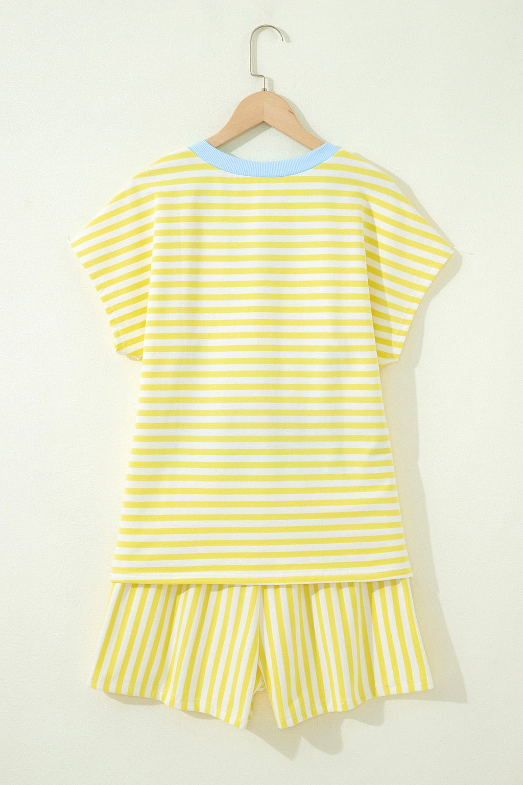 Stripe Colorblock V-Neck Tee & Drawstring Short Set