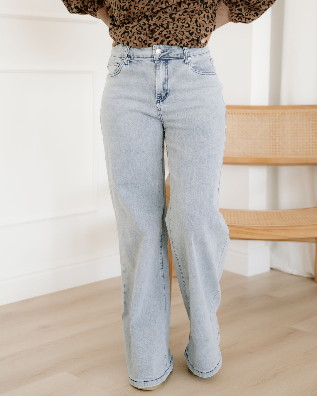 Naia Button Zip High Waist Flared Hem Jeans