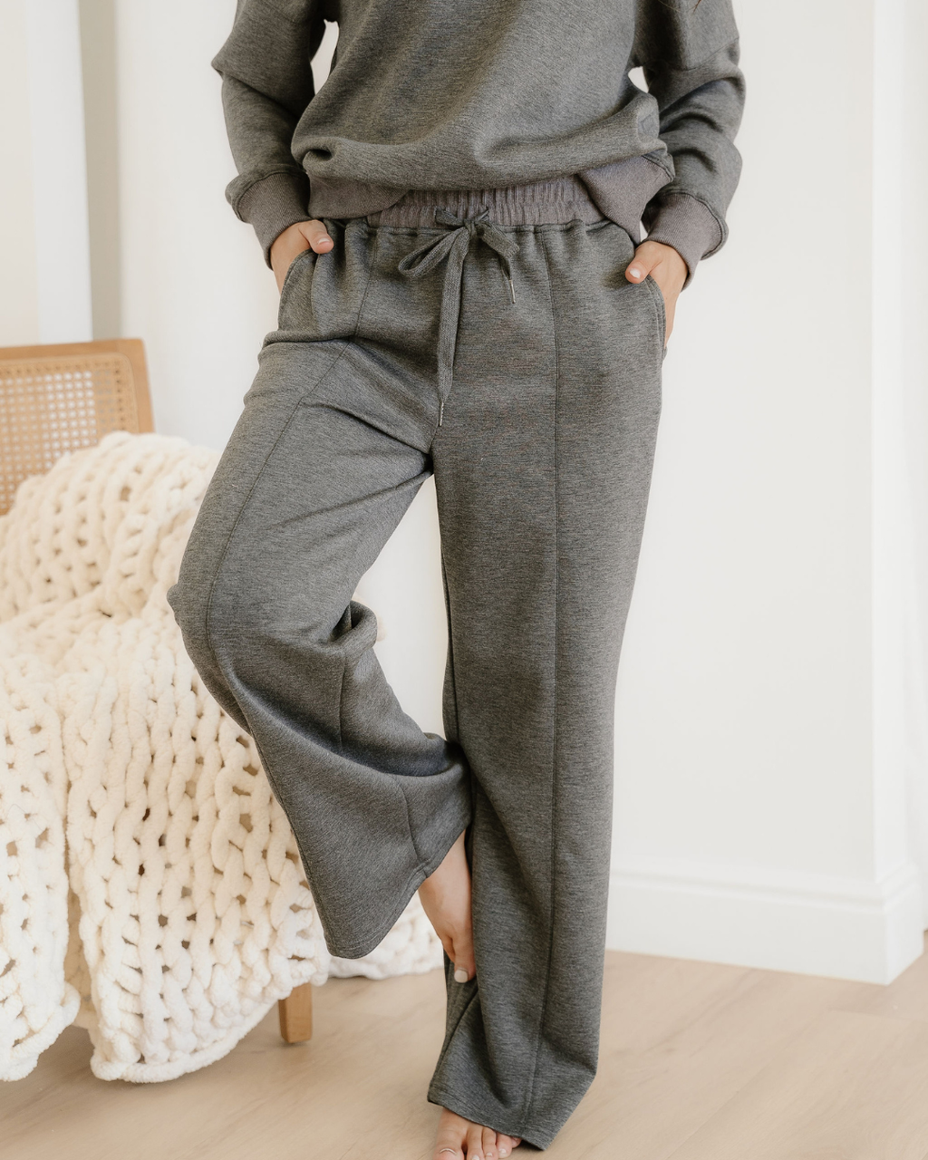 Sylvie Collared V Neck Pullover Sweatshirt Sweatpants Set