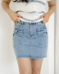 Lucia Bowknot Details High Waist Denim Skirt