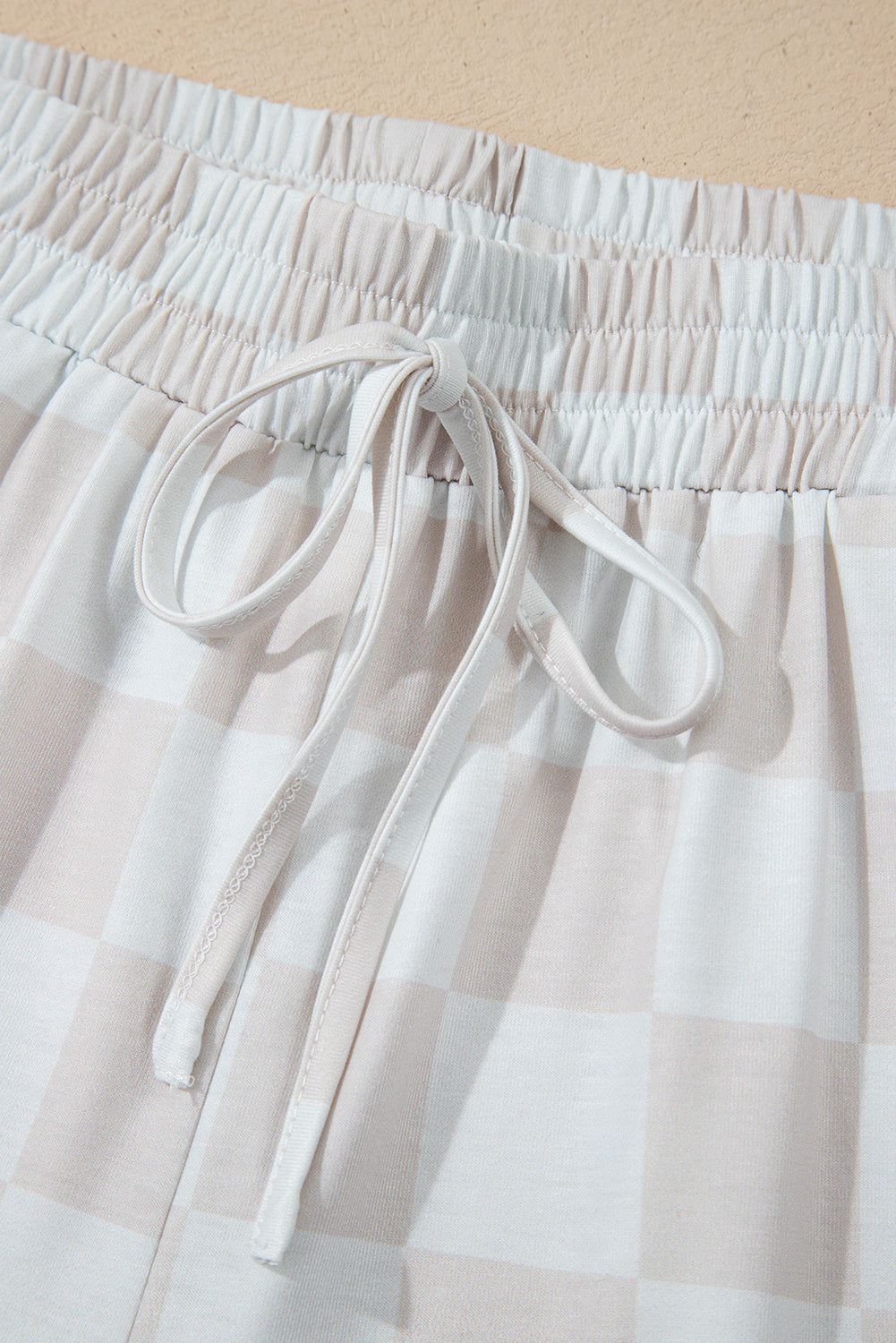 Checker V-Neck Tee & Drawstring Shorts Set