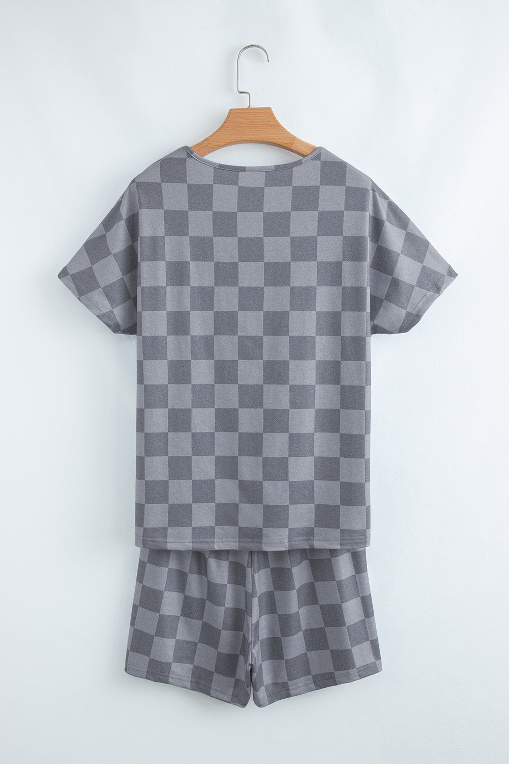 Checker V-Neck Tee & Drawstring Shorts Set