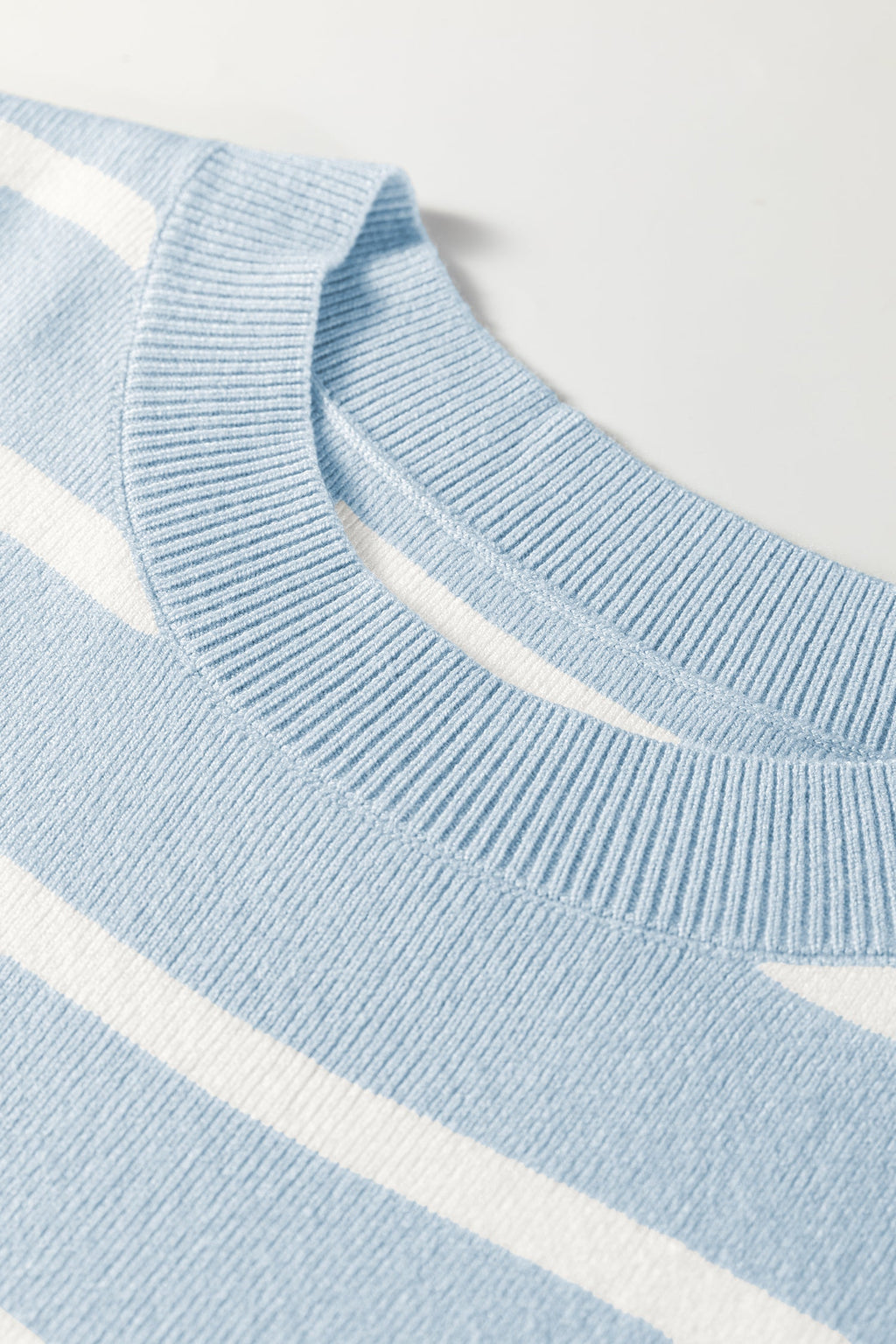 Stripe Side Slit Short Sleeve Sweater Tee
