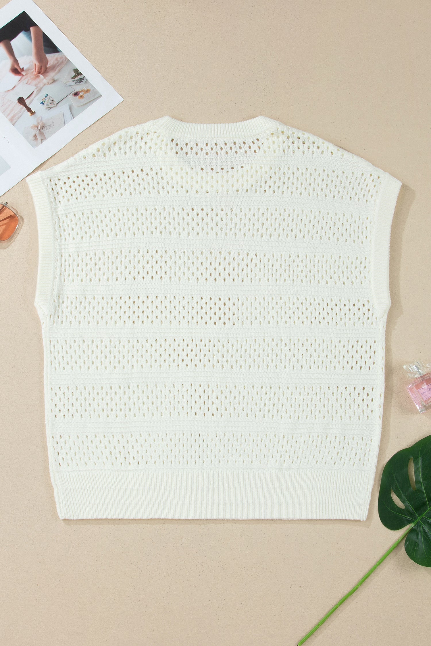 Plus Size Eyelet Hollow Out Dolman Knit Sweater