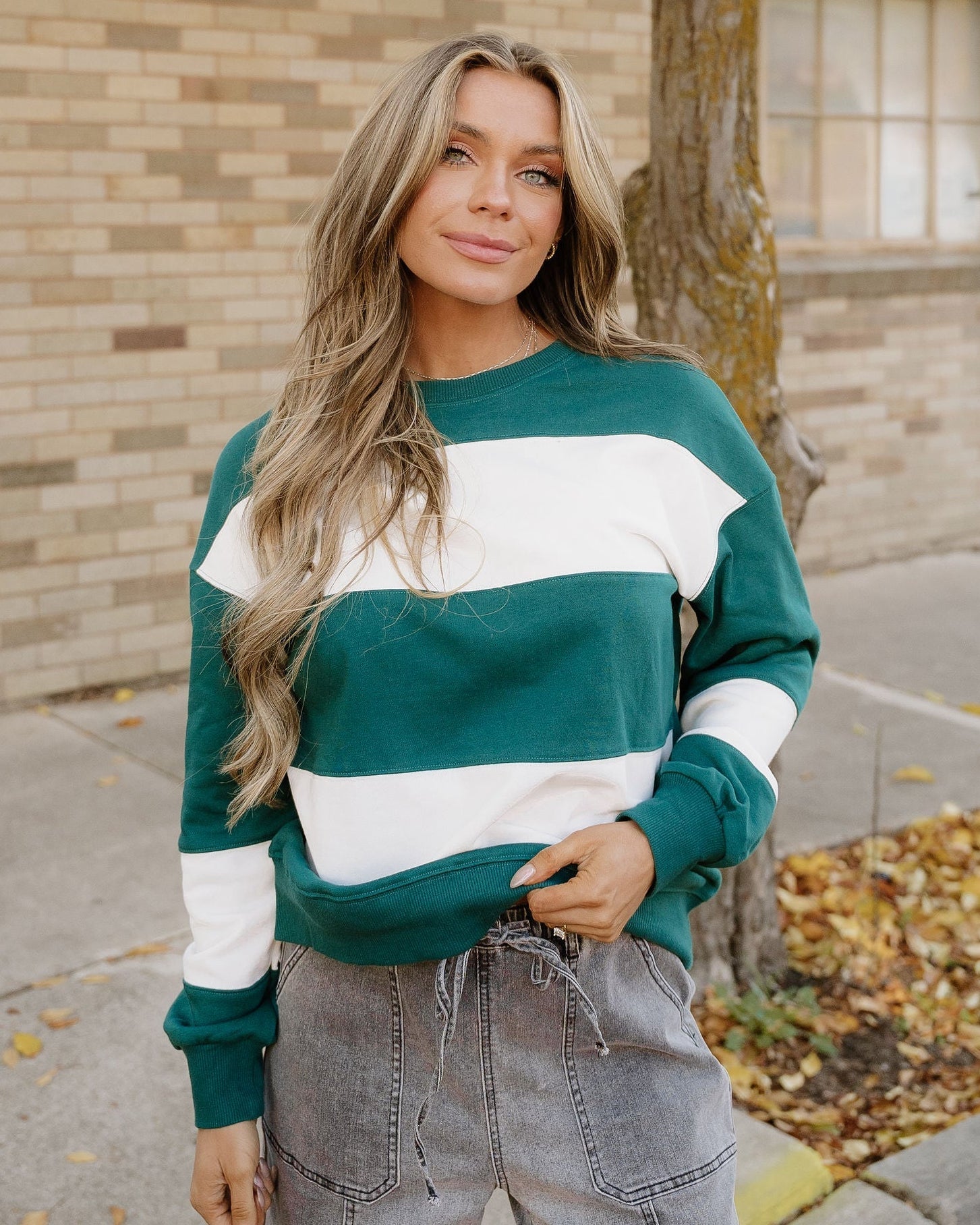 Mia Drop Shoulder Baggy Sweatshirt - Evergreen