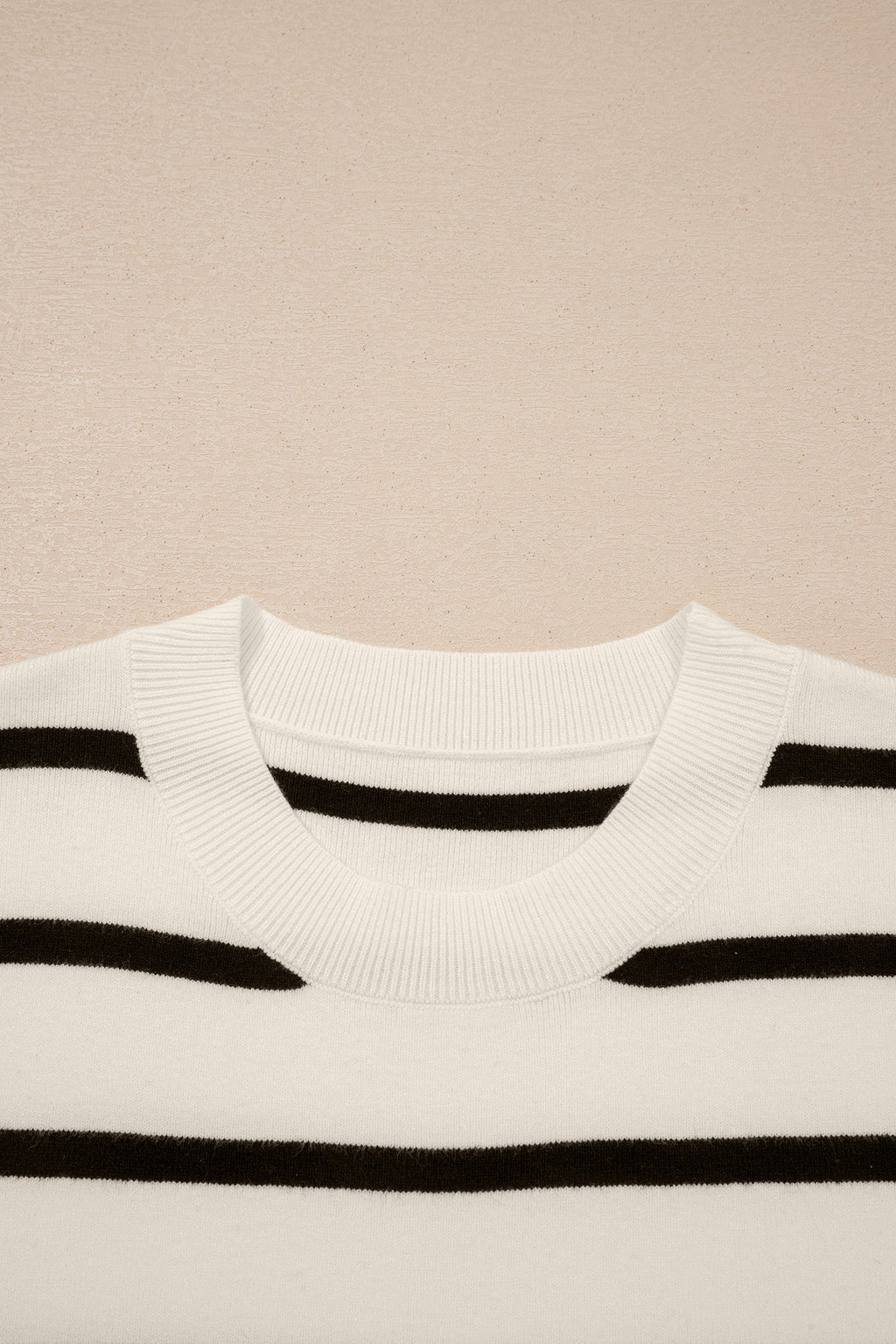 Stripe Side Slit Short Sleeve Sweater Tee