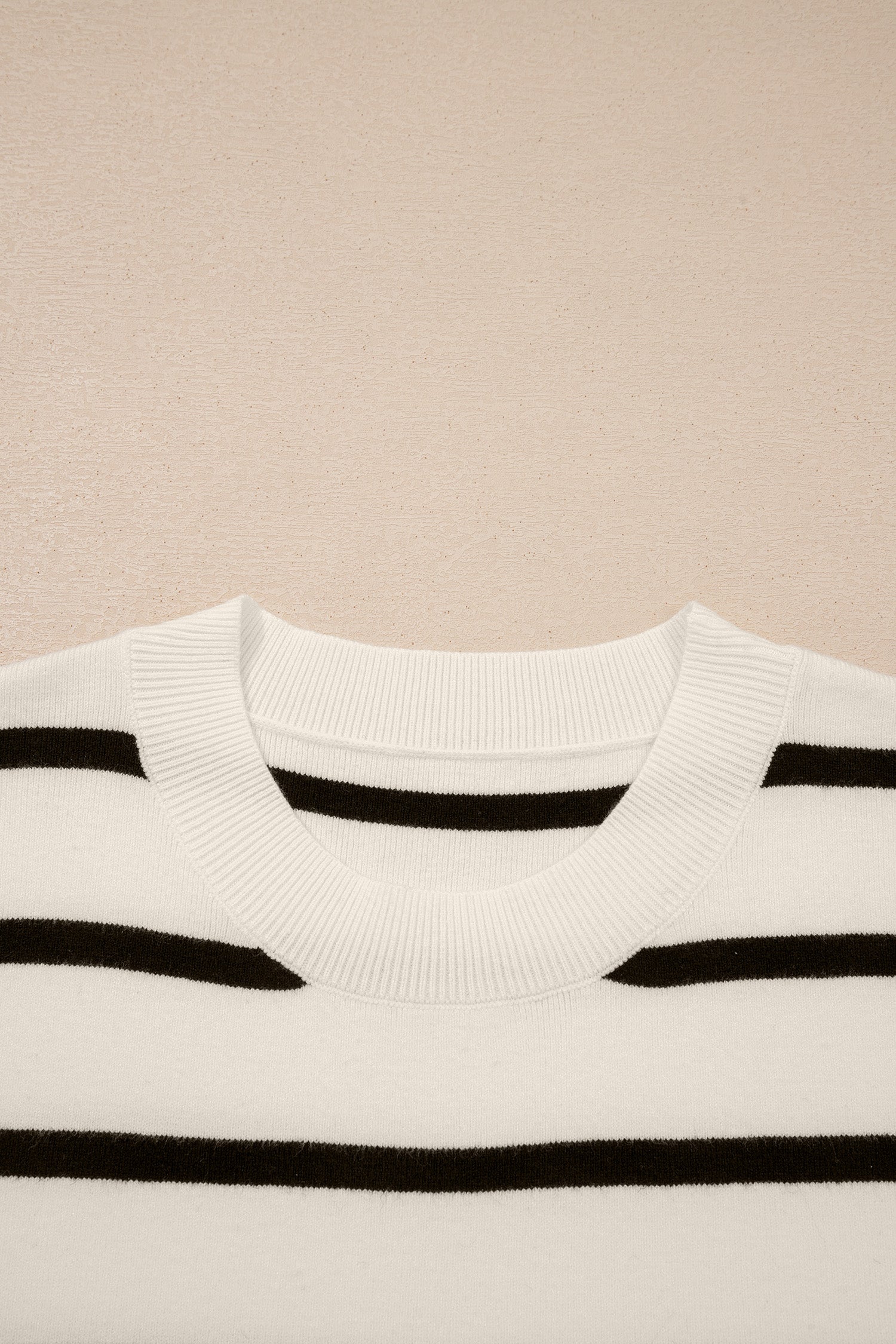 Stripe Side Slit Short Sleeve Sweater Tee