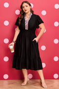 Plus Size Leopard Ruffle V-Neck Smocked Waist Dress