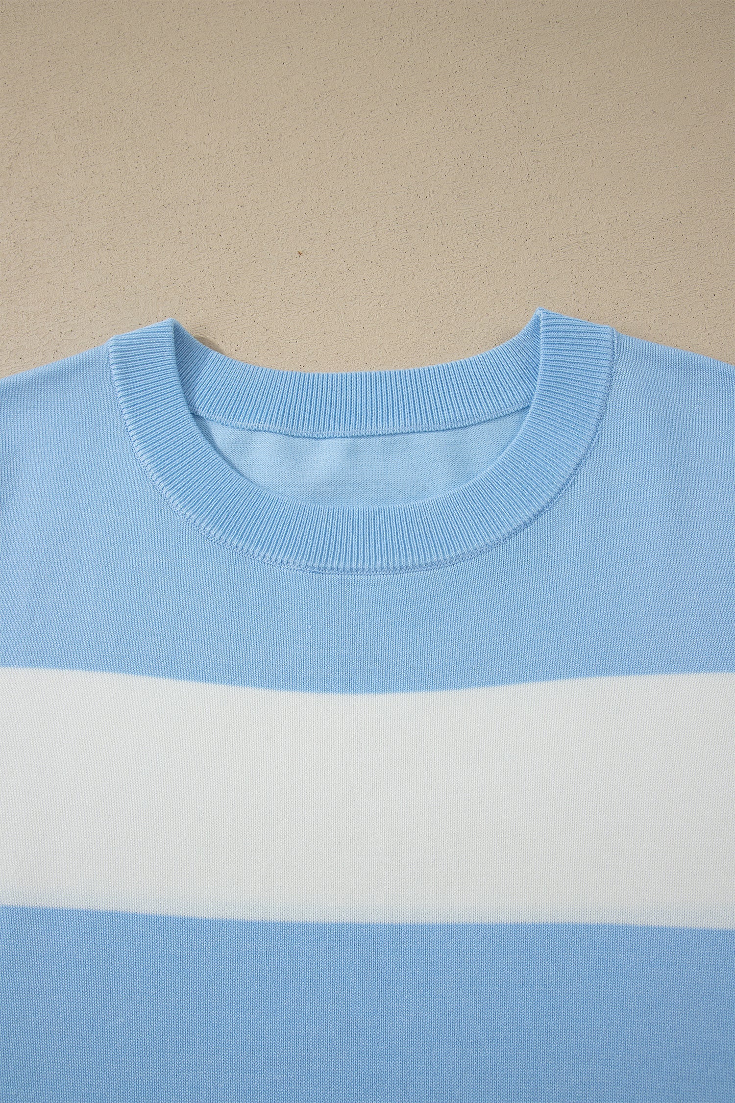 Plus Size Stripe Colorblock Short Sleeve Sweater