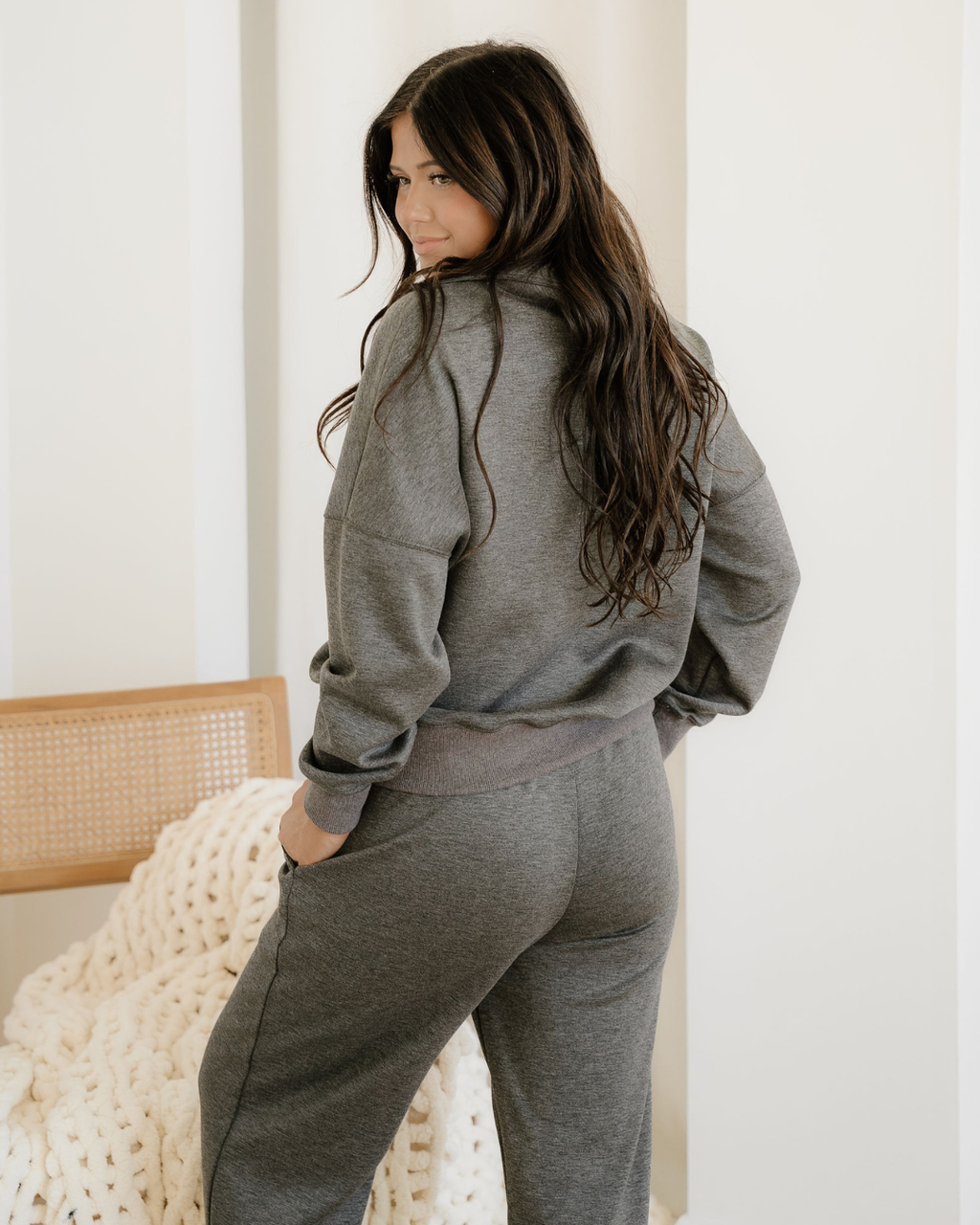 Sylvie Collared V Neck Pullover Sweatshirt Sweatpants Set