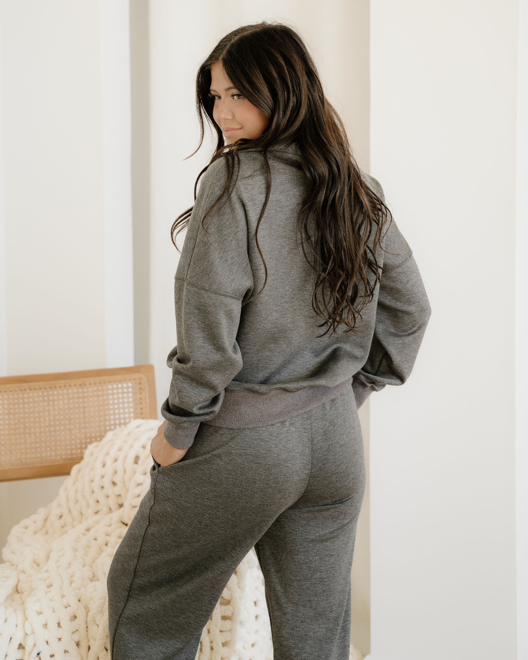 Sylvie Collared V Neck Pullover Sweatshirt Sweatpants Set