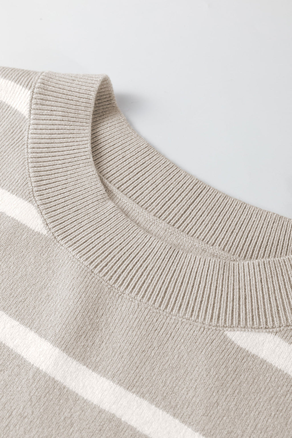 Stripe Side Slit Short Sleeve Sweater Tee