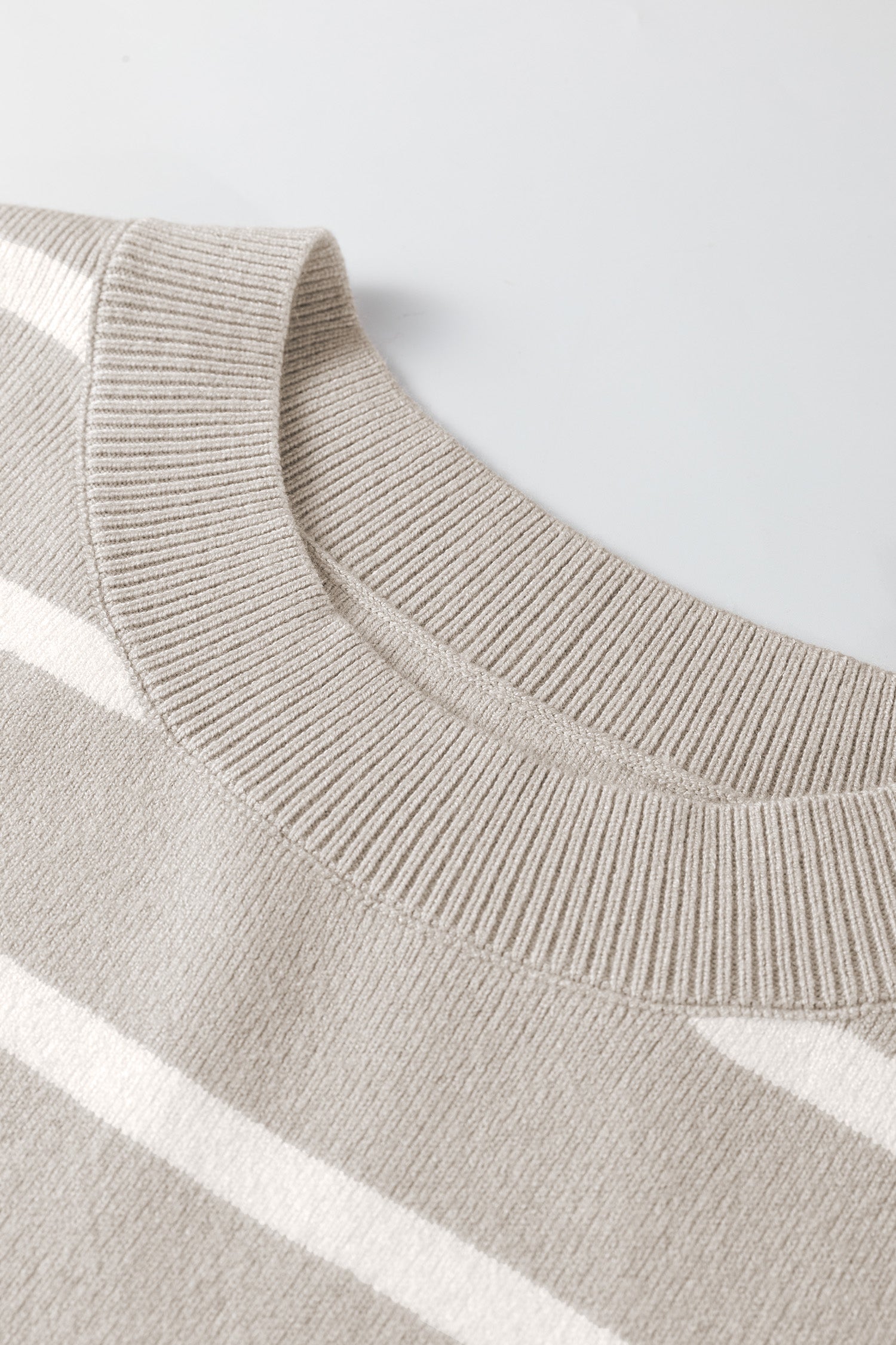 Stripe Side Slit Short Sleeve Sweater Tee