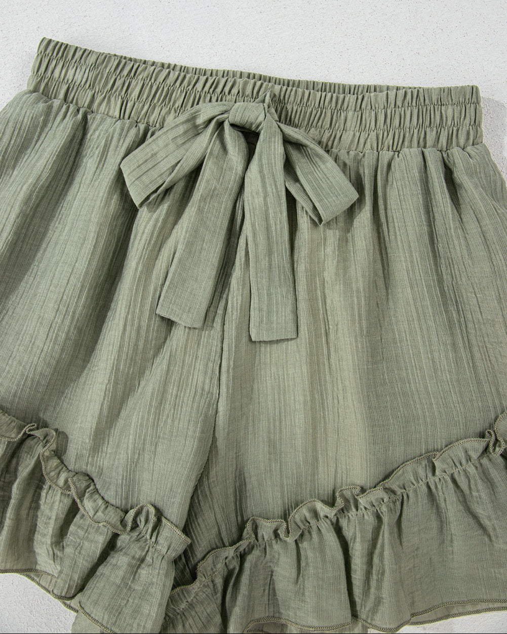 Dahlia Tie Waist Ruffle Hem Shorts
