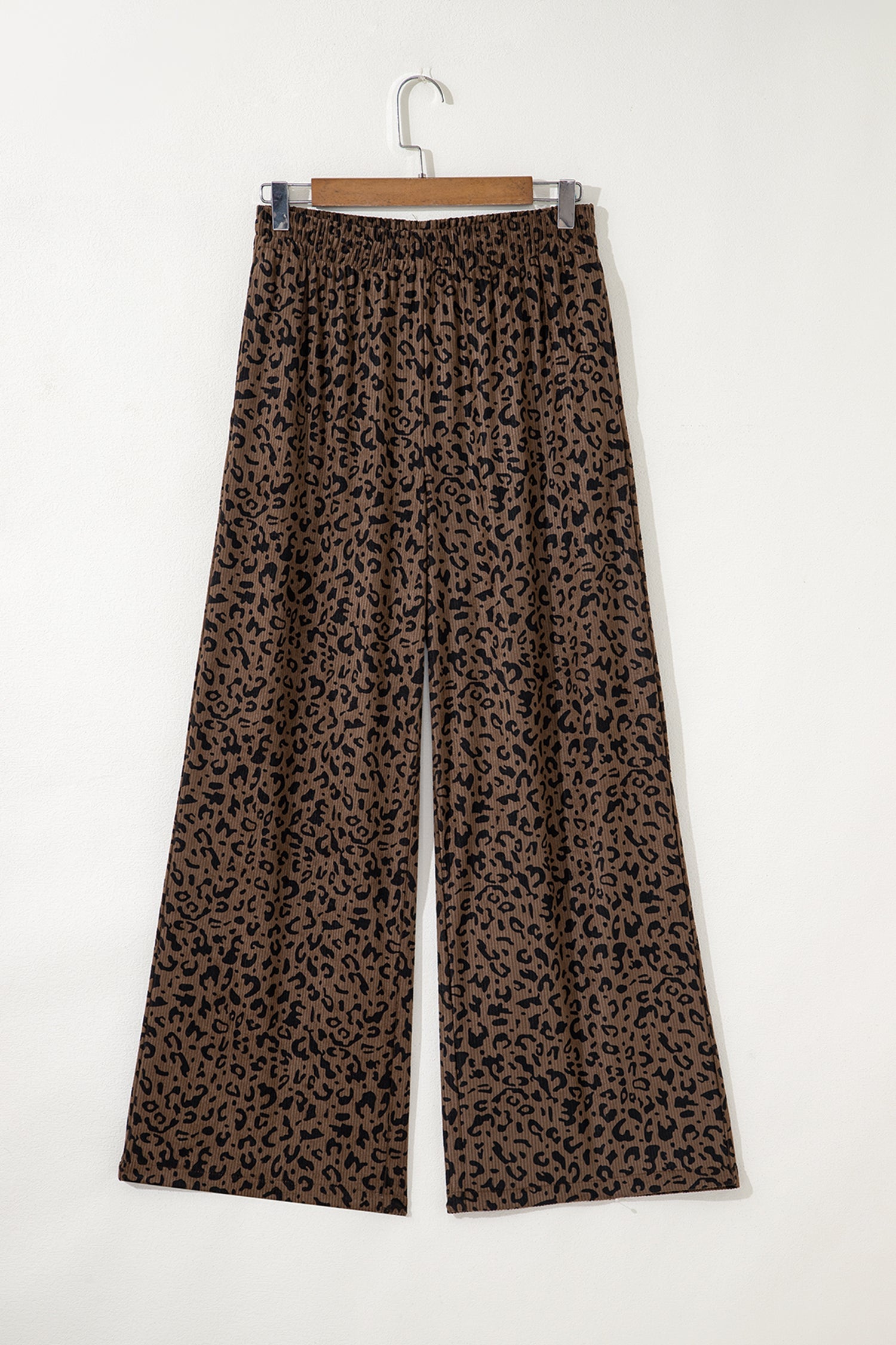 Leopard Elastic High Waist Loose Corduroy Pants