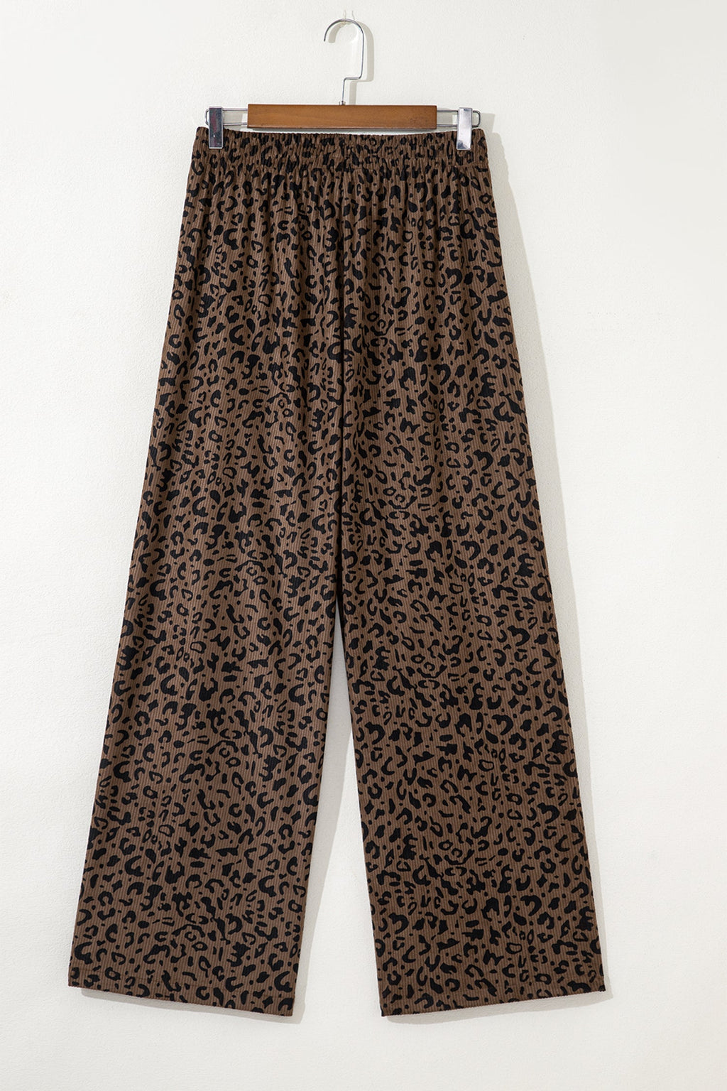 Leopard Elastic High Waist Loose Corduroy Pants