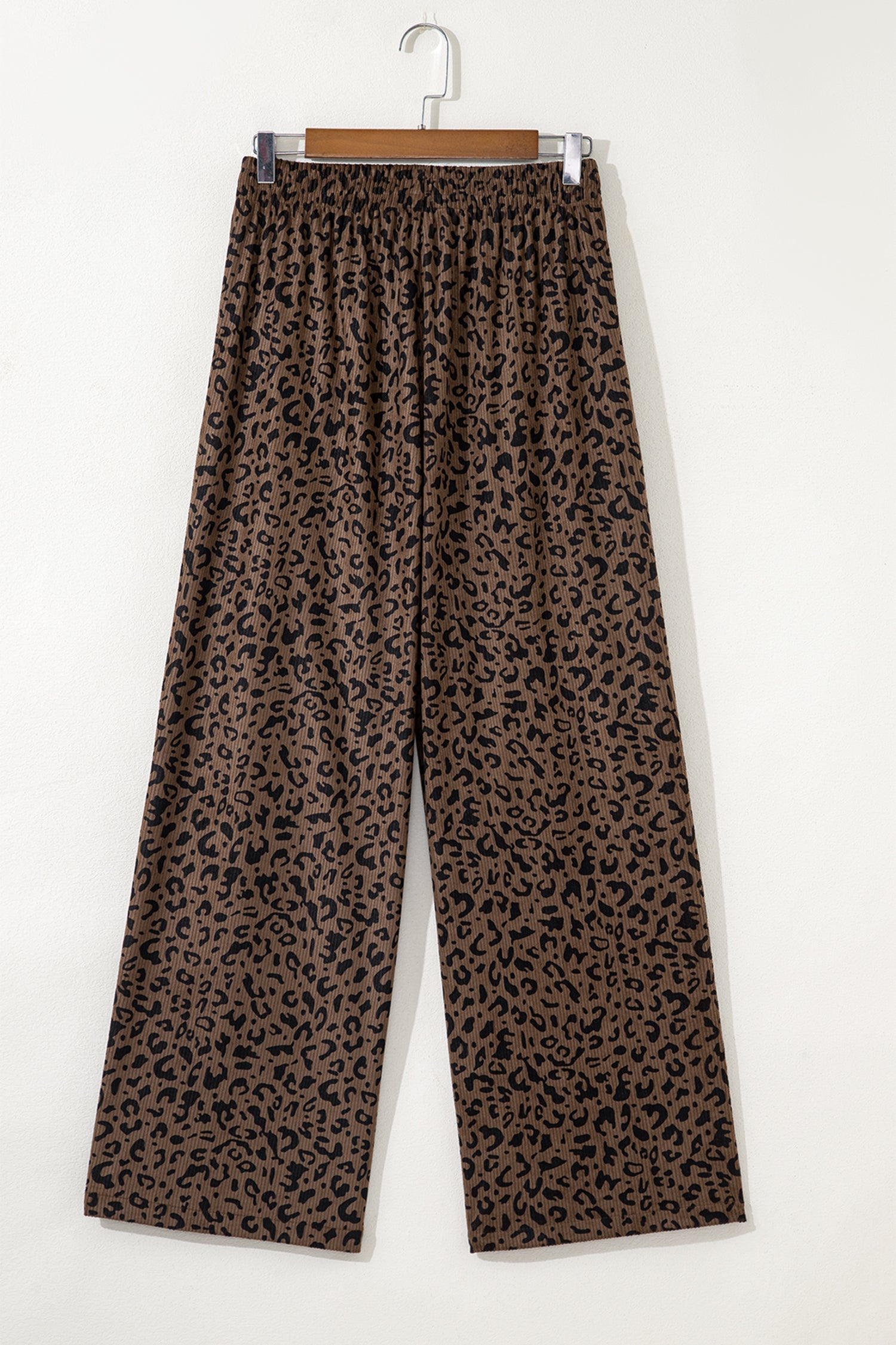 Leopard Elastic High Waist Loose Corduroy Pants