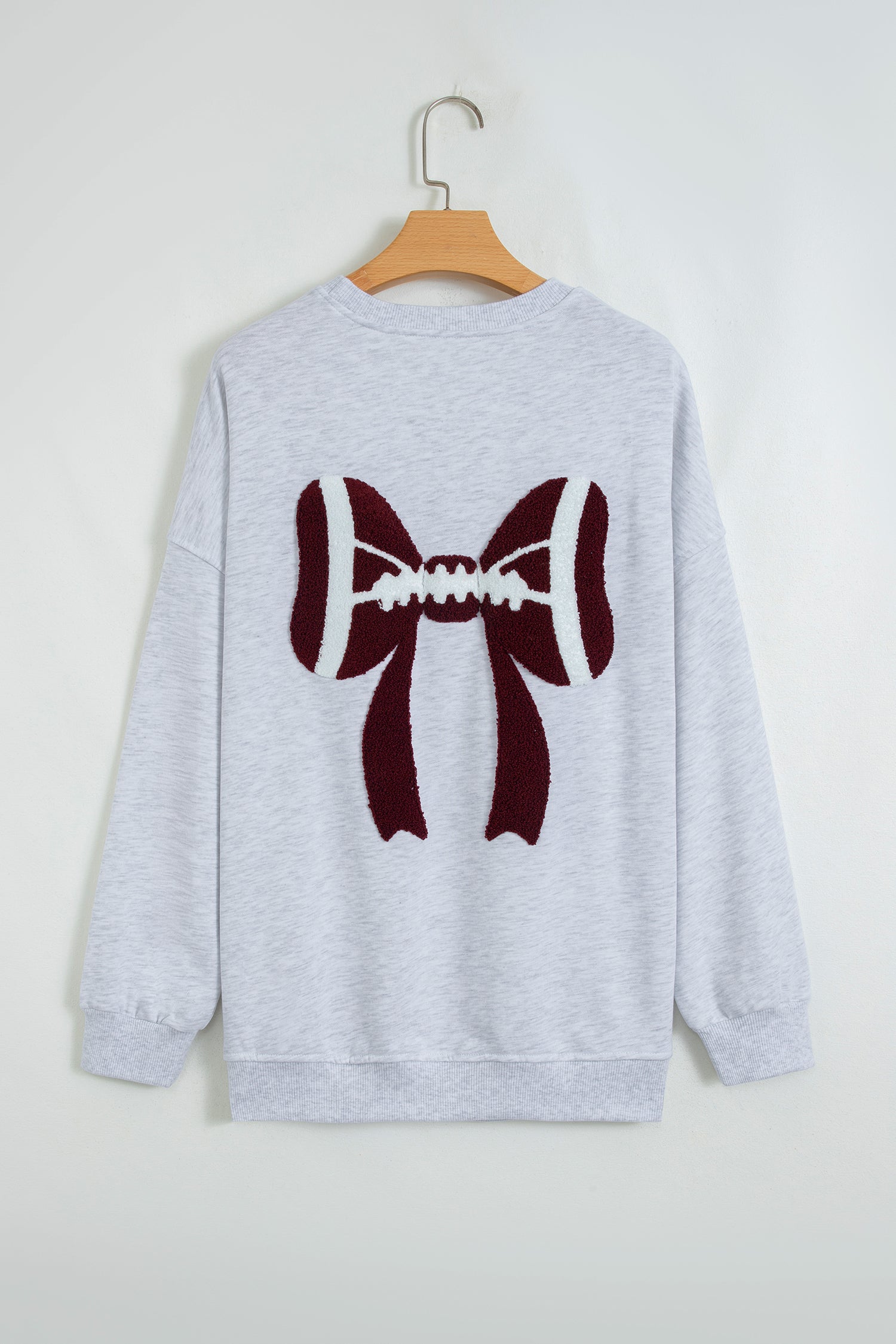 Game Day Football Bow Chenille Patch Oversized Sweatshirt