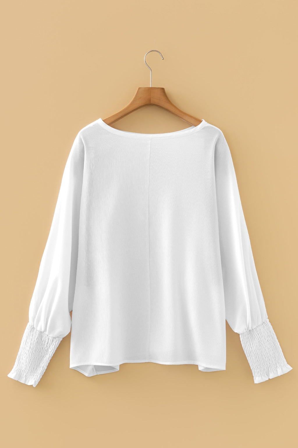Marley Smocked Cuffs Semi Sheer Long Sleeve Dolman Blouse