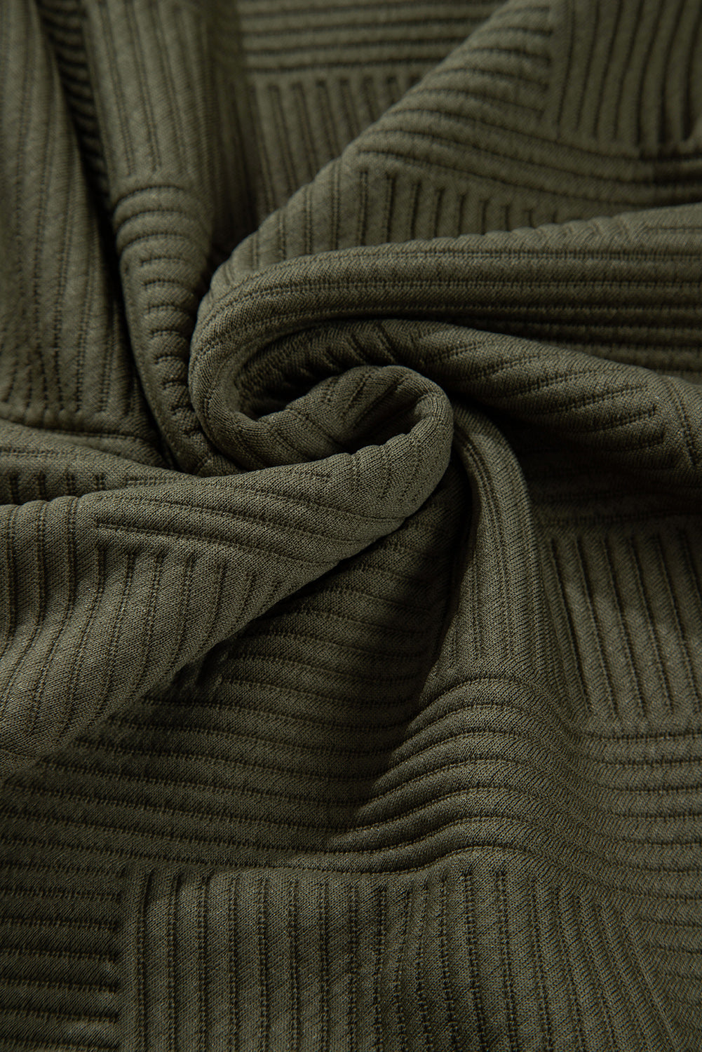 Solid Textured Drop Shoulder Sweatshirt w/ Pockets