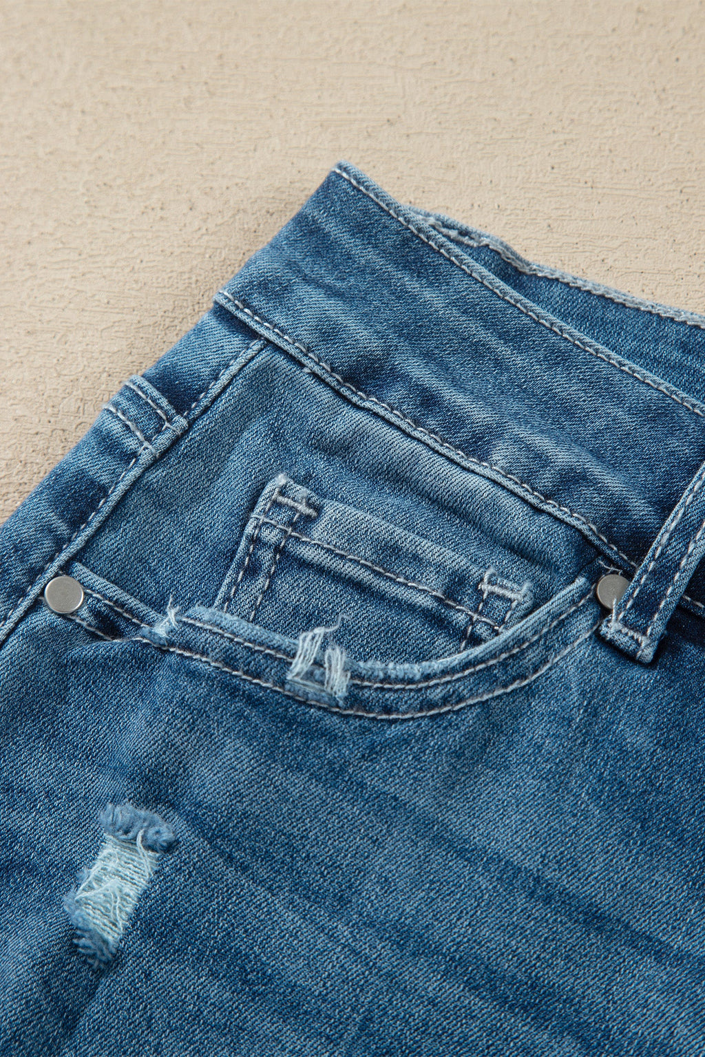 Denim High Waist Frayed Hem Flare Jeans