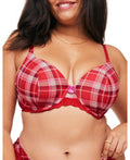 Adore Me Womens Nare Contour Full Coverage Bra - Plaid Red, 38G