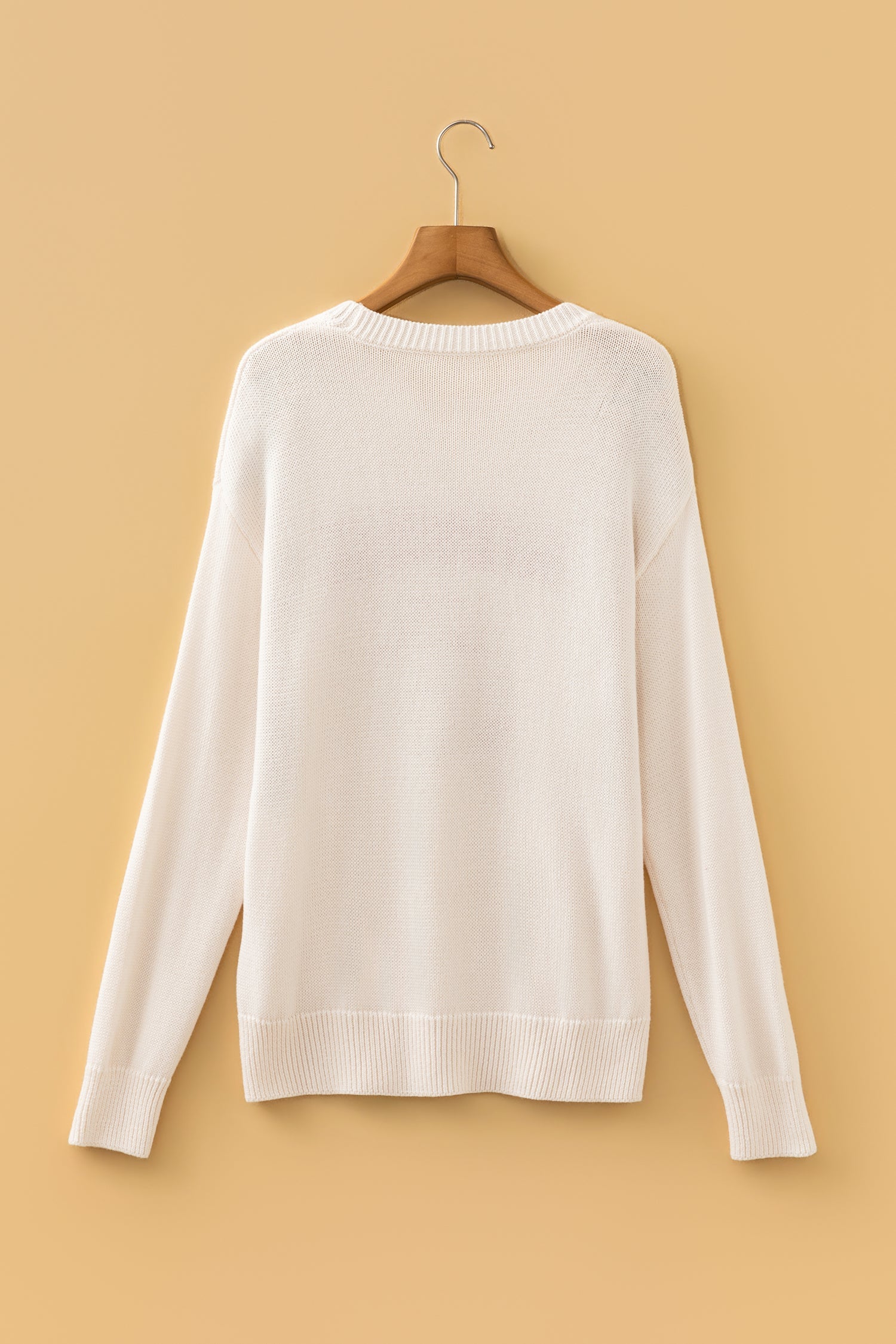 Football Drop Shoulder Knit Top Sweater