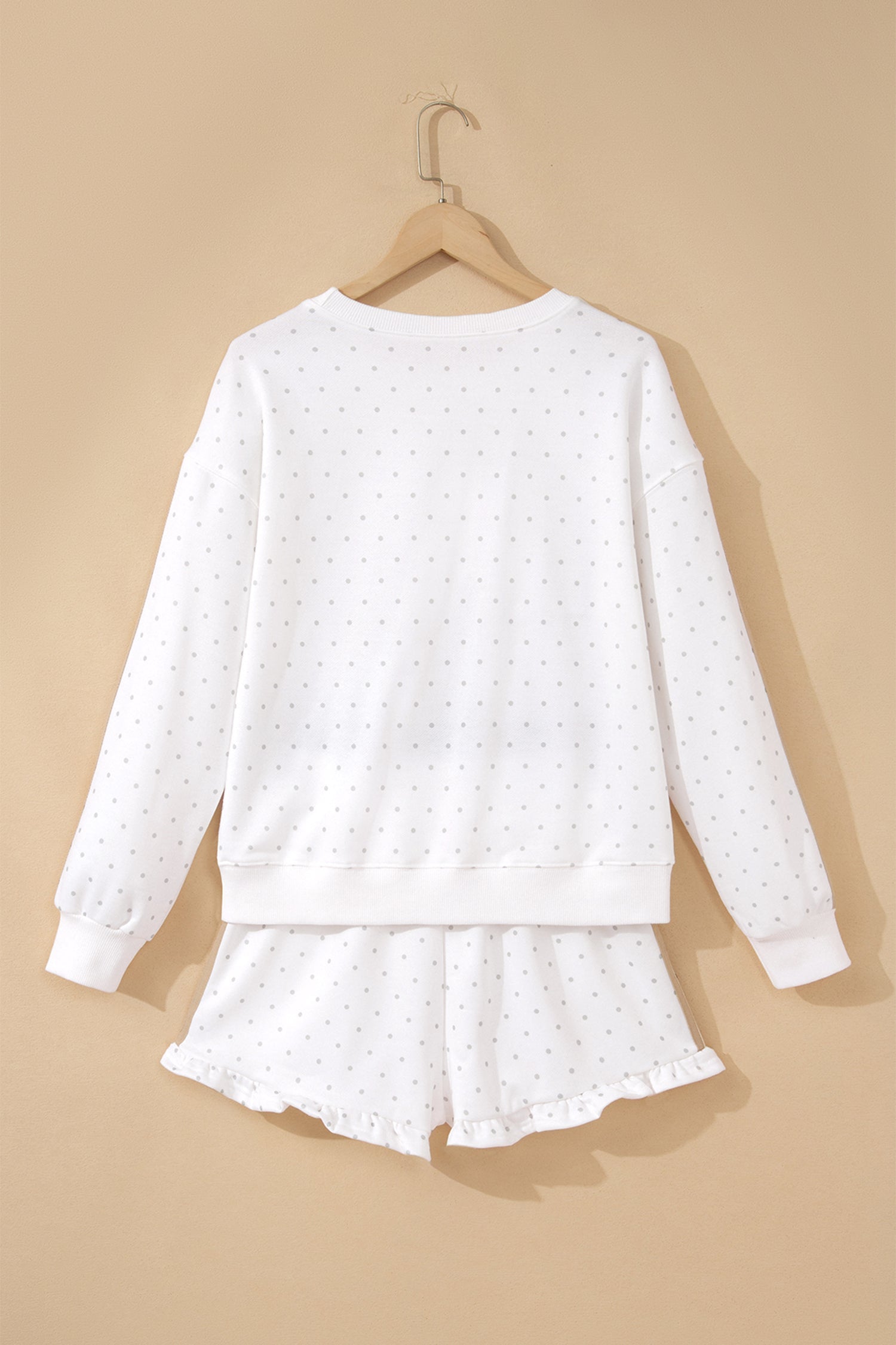 Polka Dot Side Stripe Detail Sweatshirt & Shorts Set