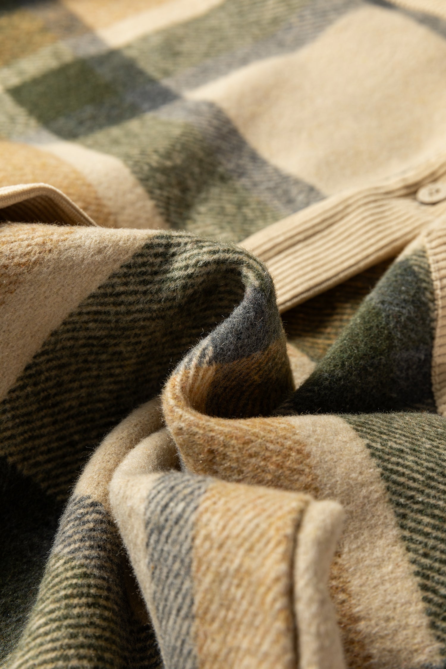Plaid Corduroy Patchwork Chest Pocket Shacket