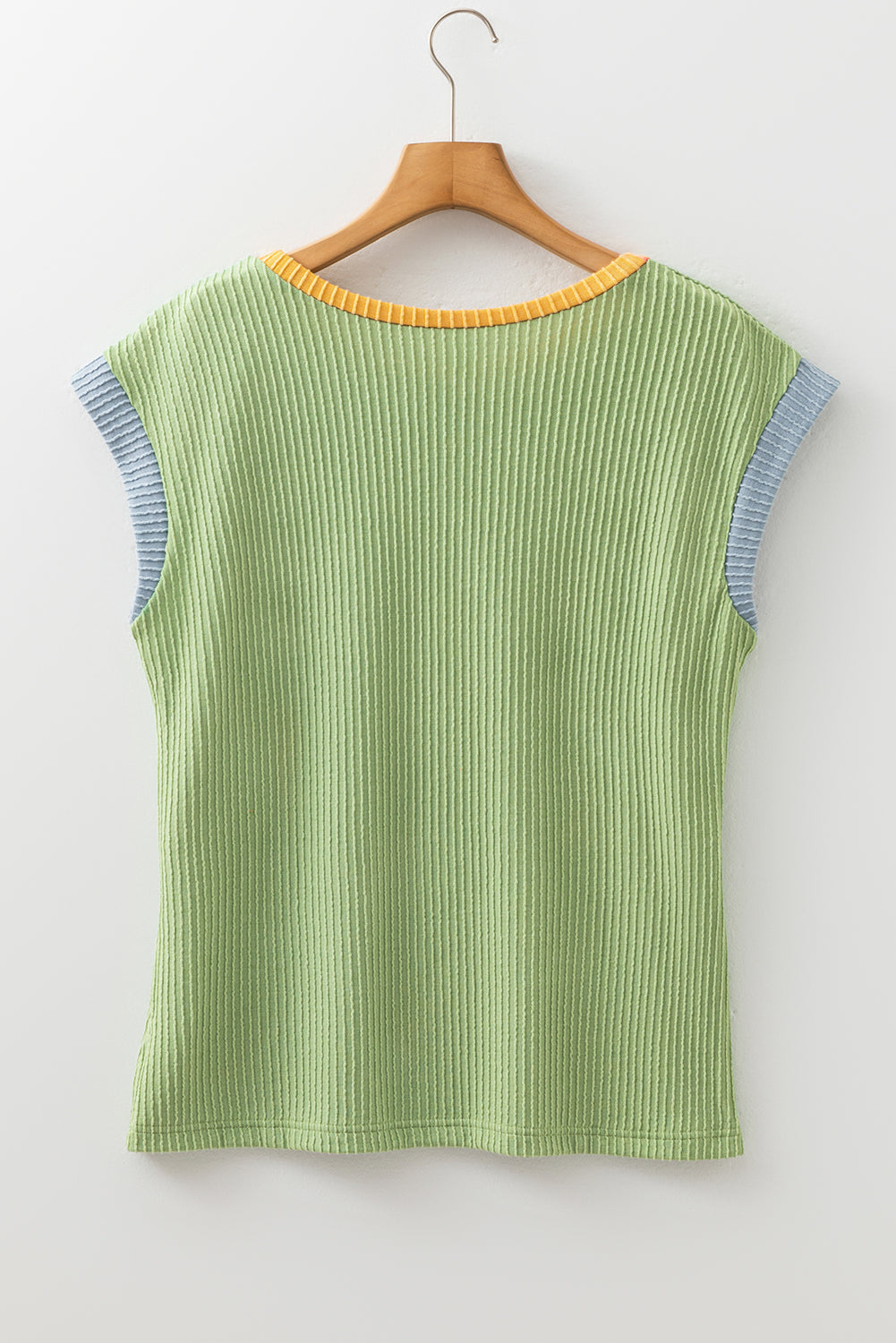 Colorblock Corded Knit Crew Neck Tee