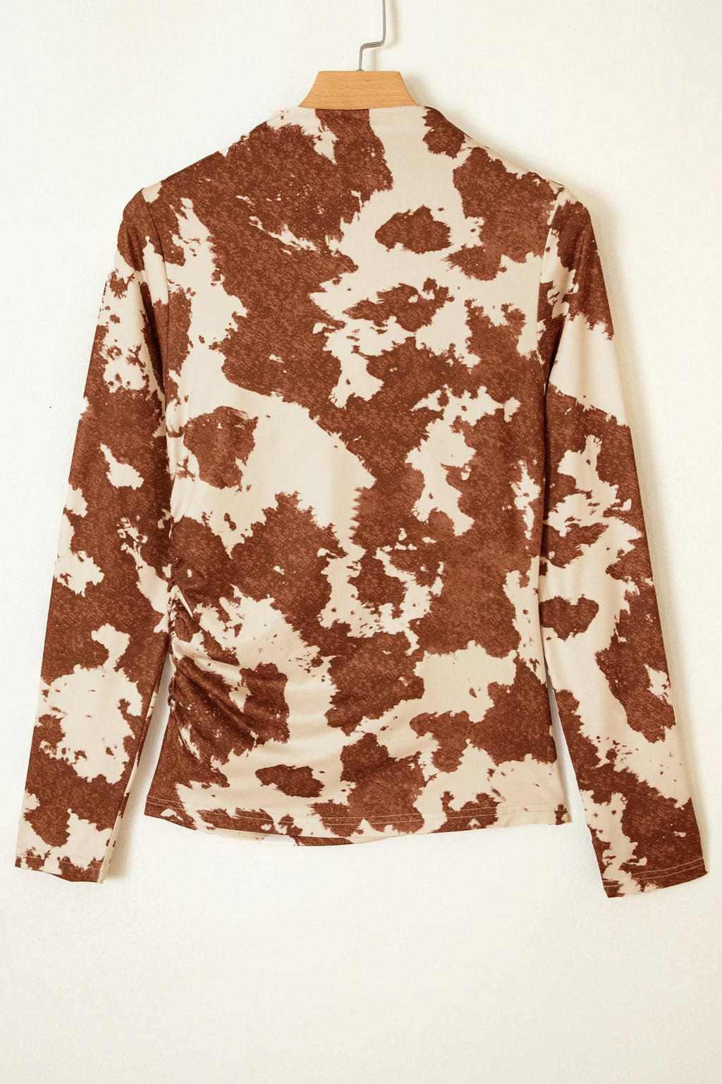 Western Cow Mock Neck Long Sleeve Top
