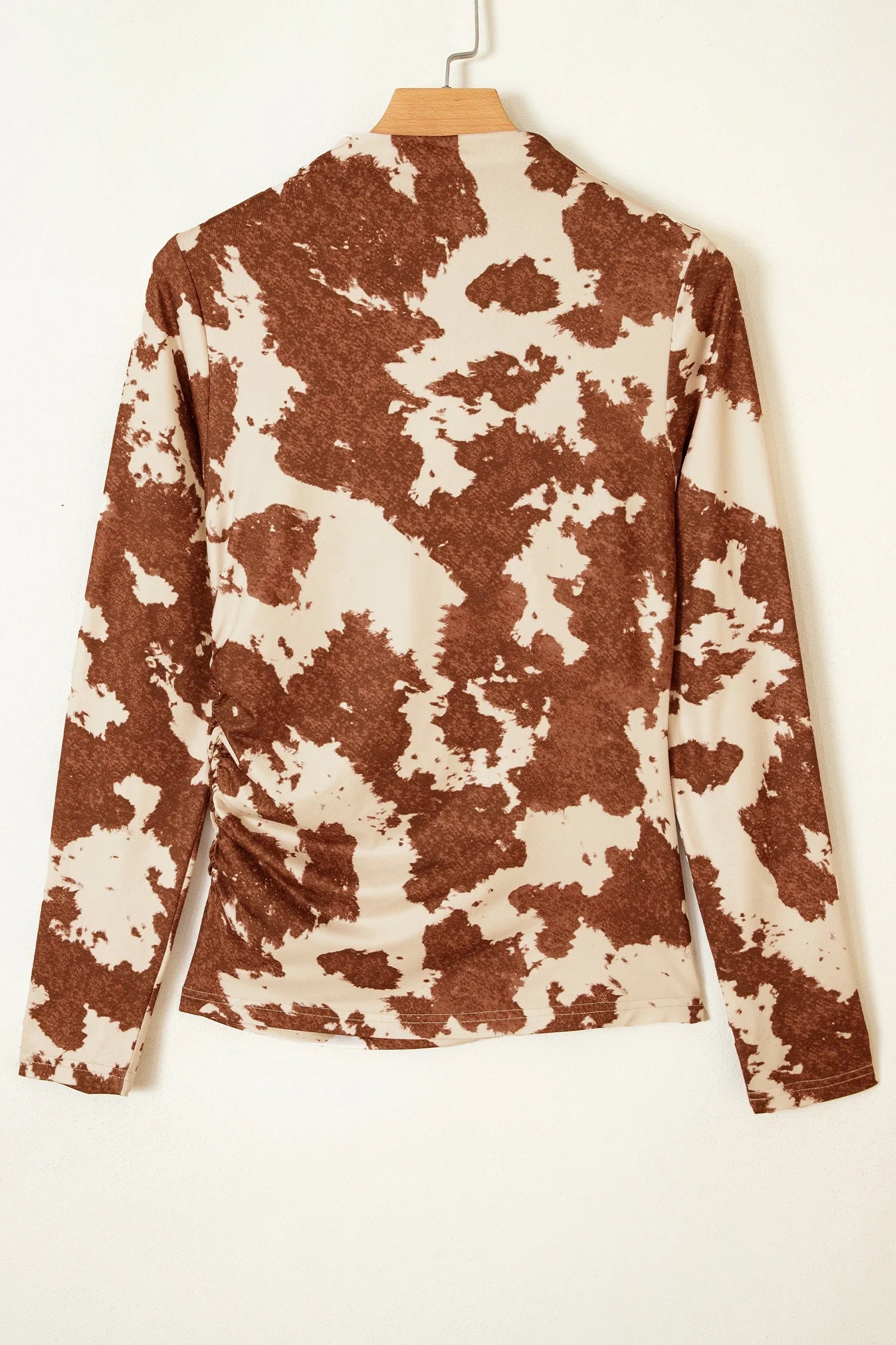 Western Cow Mock Neck Long Sleeve Top