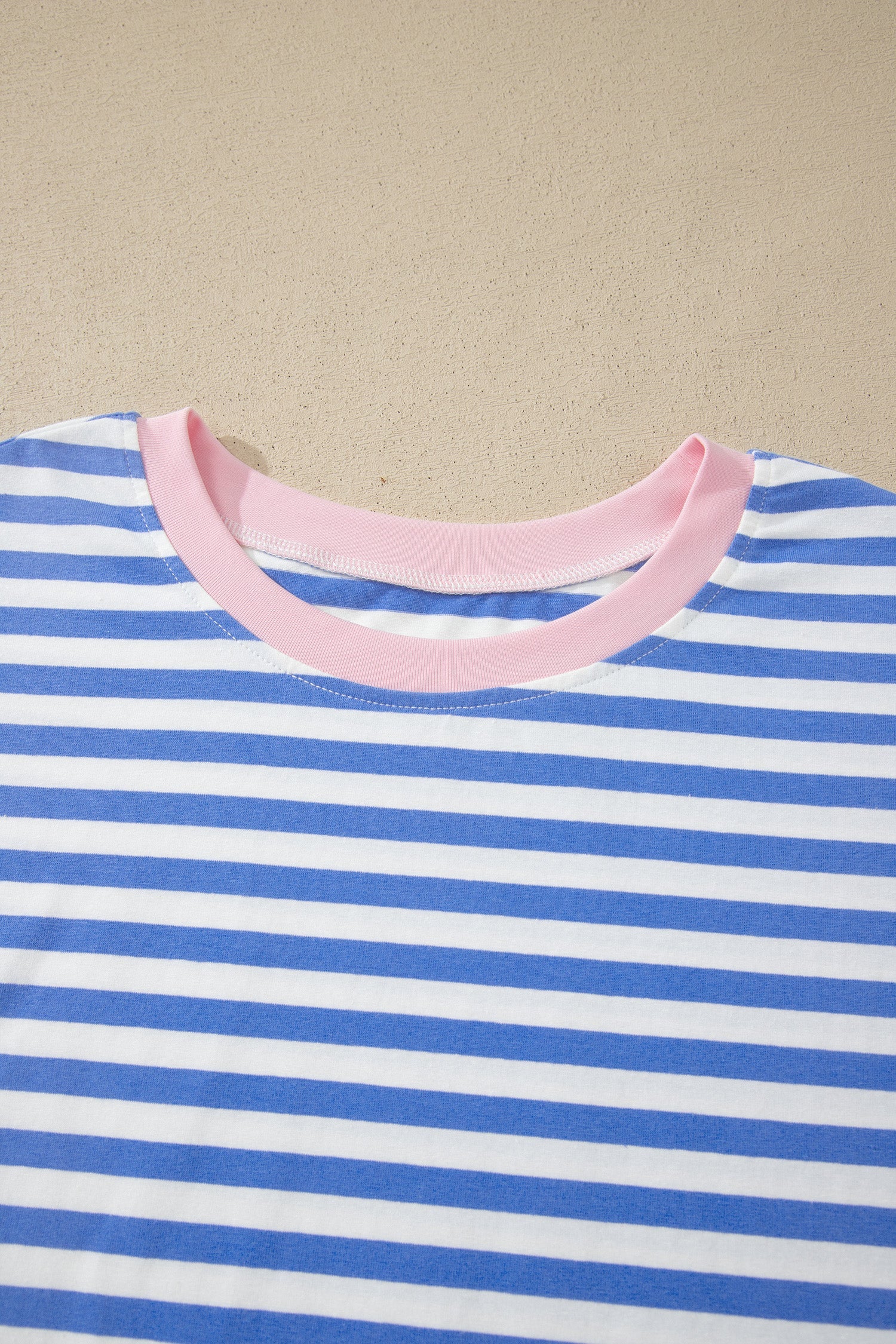 Stripe Crewneck Tee & Tie Waist Shorts Set