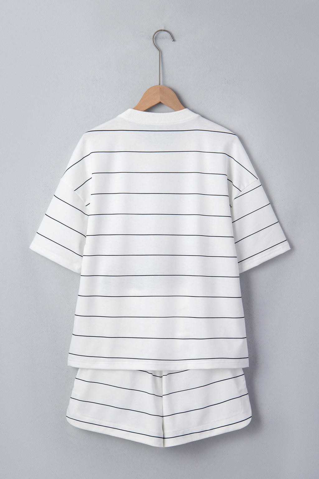 Stripe Short Sleeve Tee & Drawstring Shorts Set