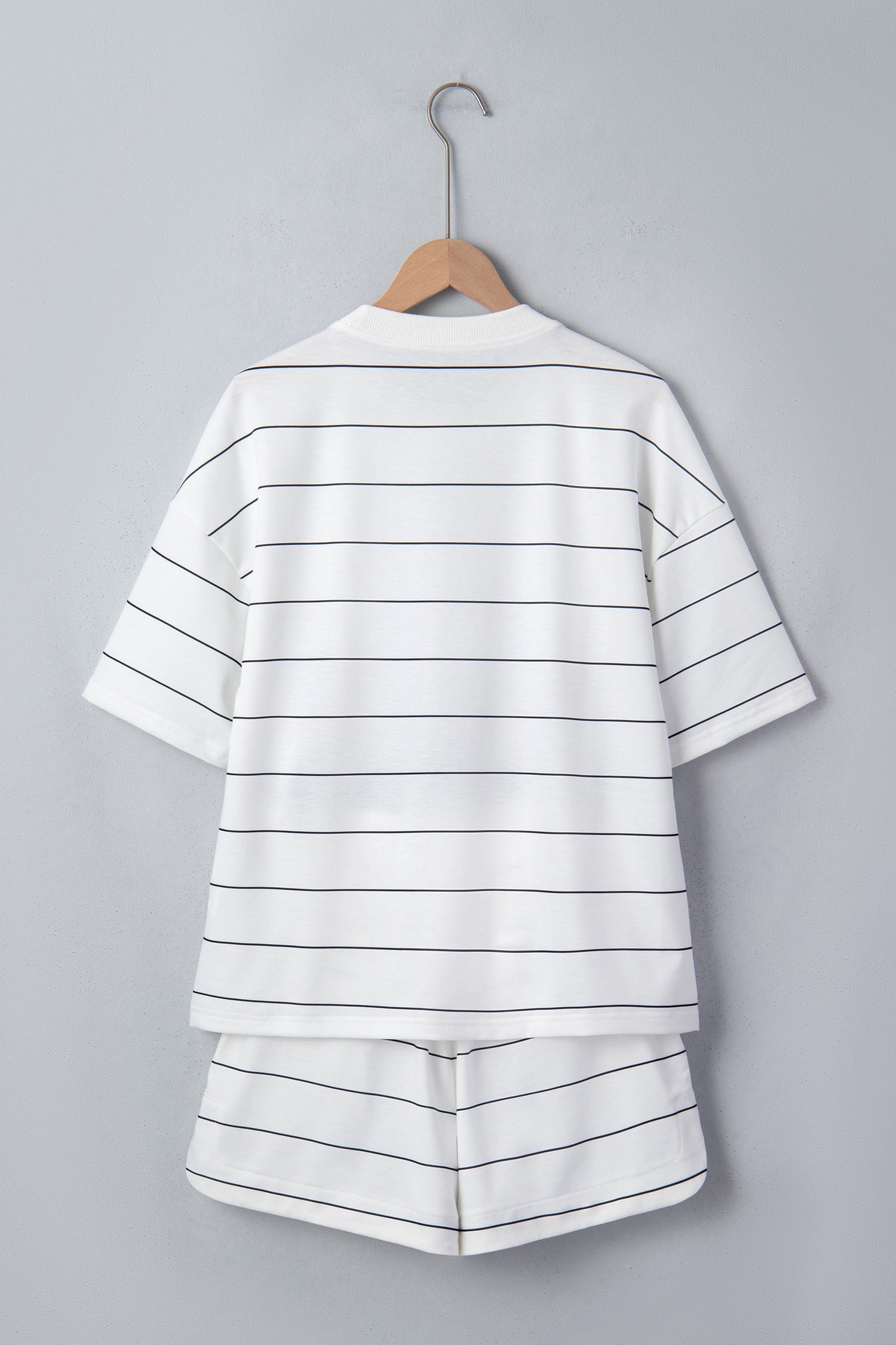 Stripe Short Sleeve Tee & Drawstring Shorts Set