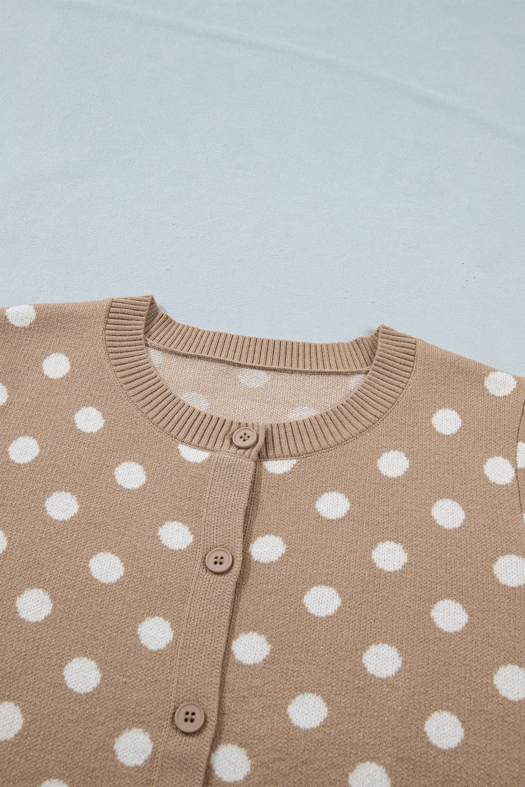 Polka Dot Short Sleeve Buttoned Sweater Cardigan