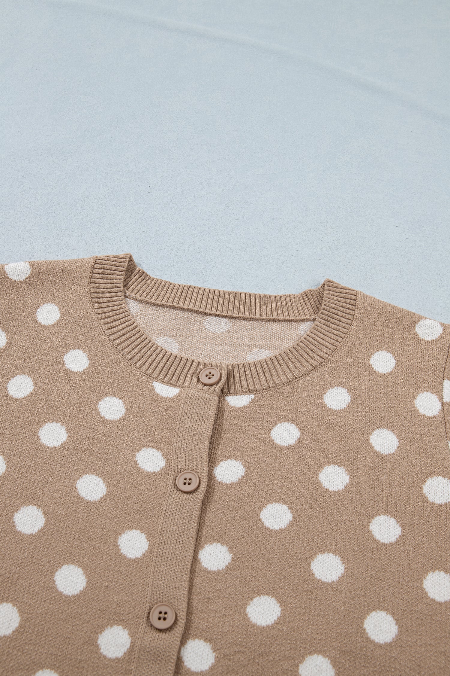 Polka Dot Short Sleeve Buttoned Sweater Cardigan