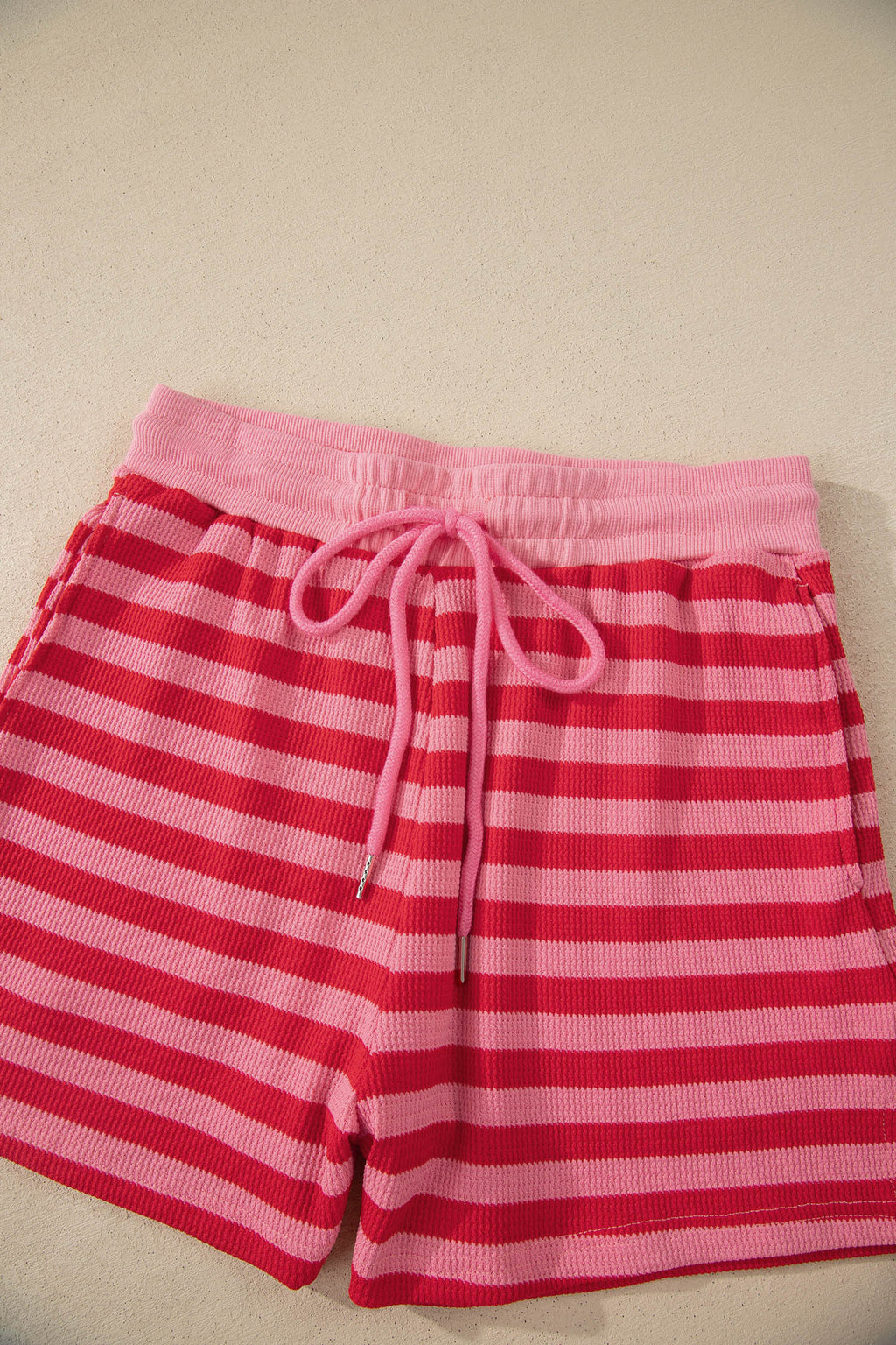 Stripe Puff Sleeve T-Shirt & Drawstring Shorts Set