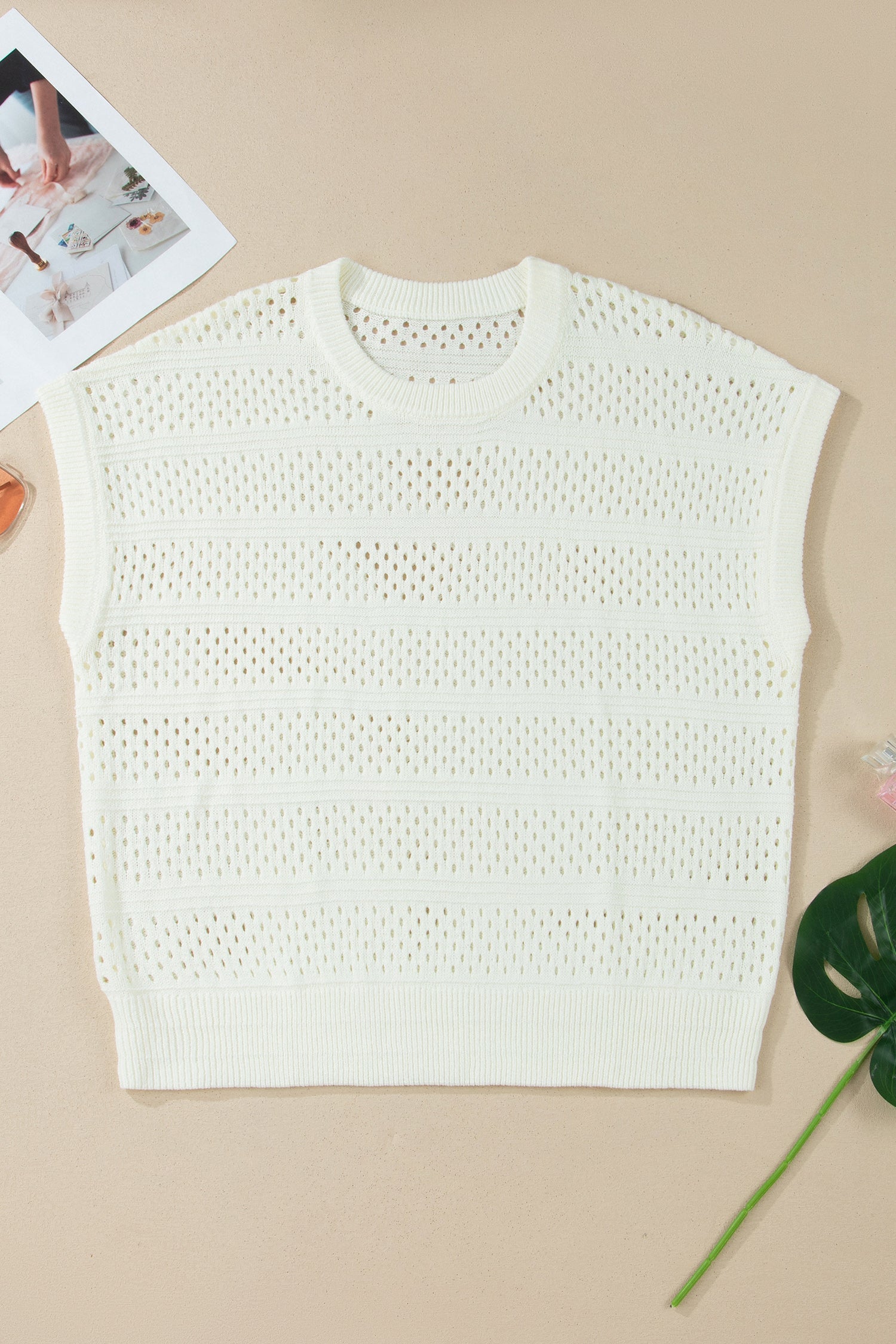 Plus Size Eyelet Hollow Out Dolman Knit Sweater
