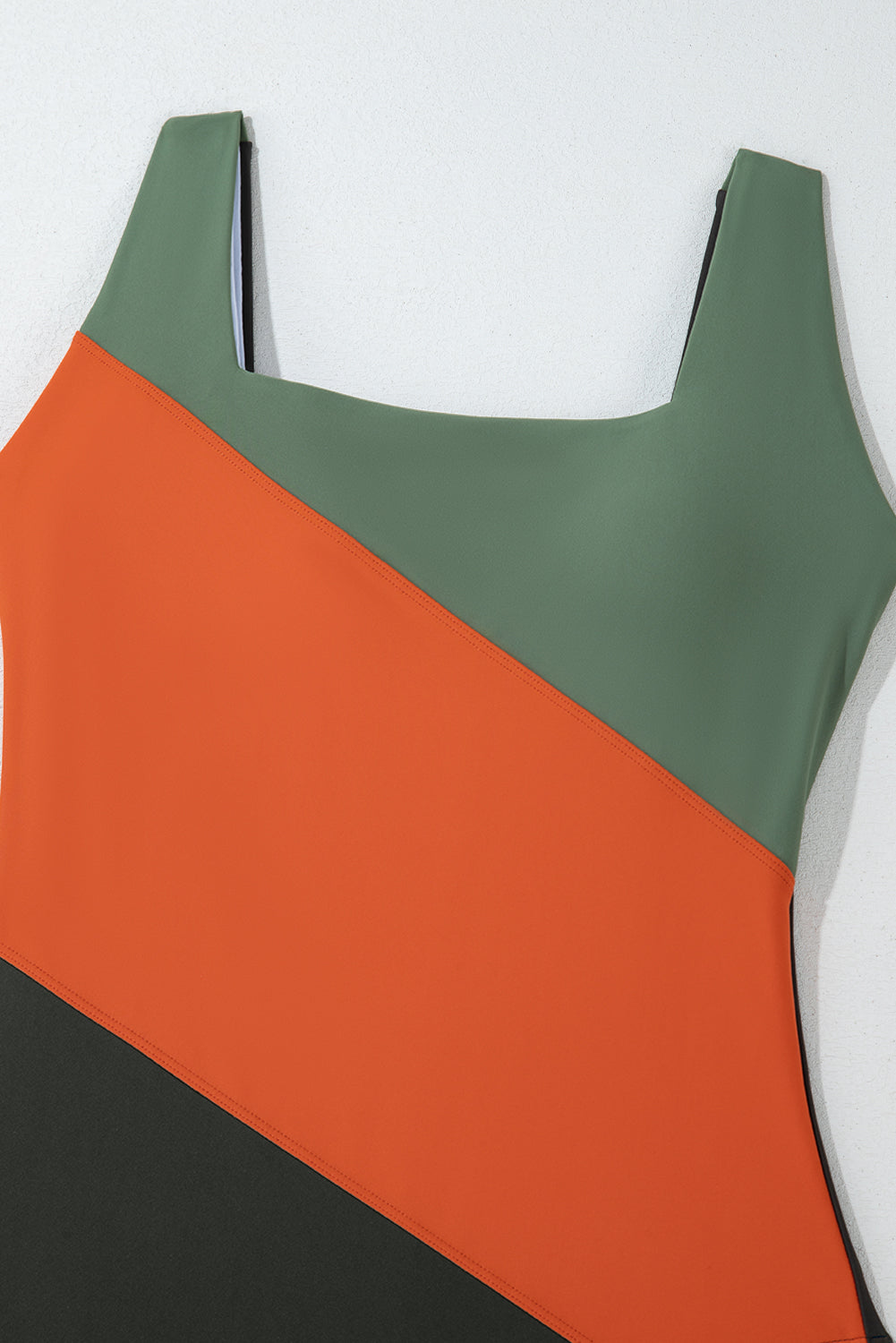 Colorblock Padded Square Neck One Piece Swimsuit