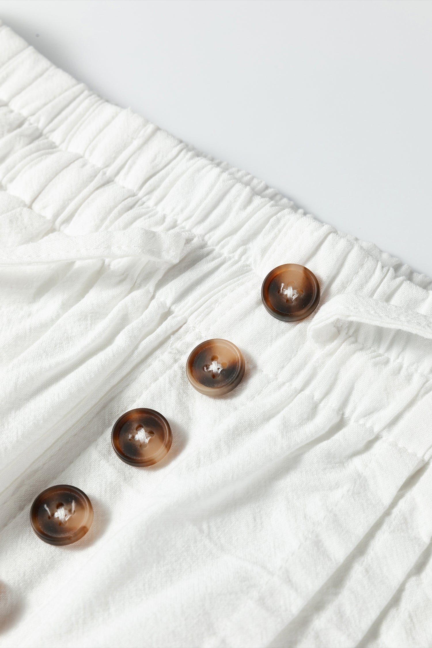 Solid Buttoned Drawstring Waist Pleated Wide Leg Pants